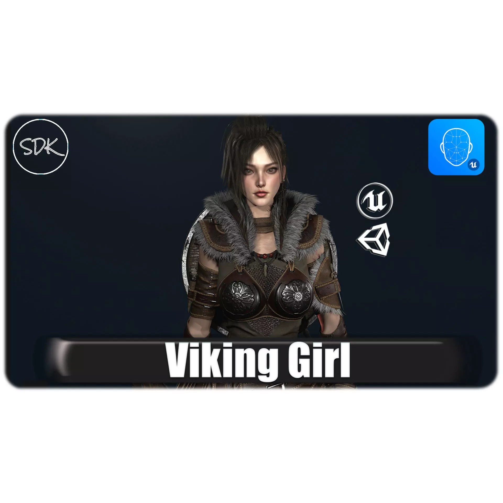 Viking Girl - Low-Poly Game-Ready 3D Model - View 2