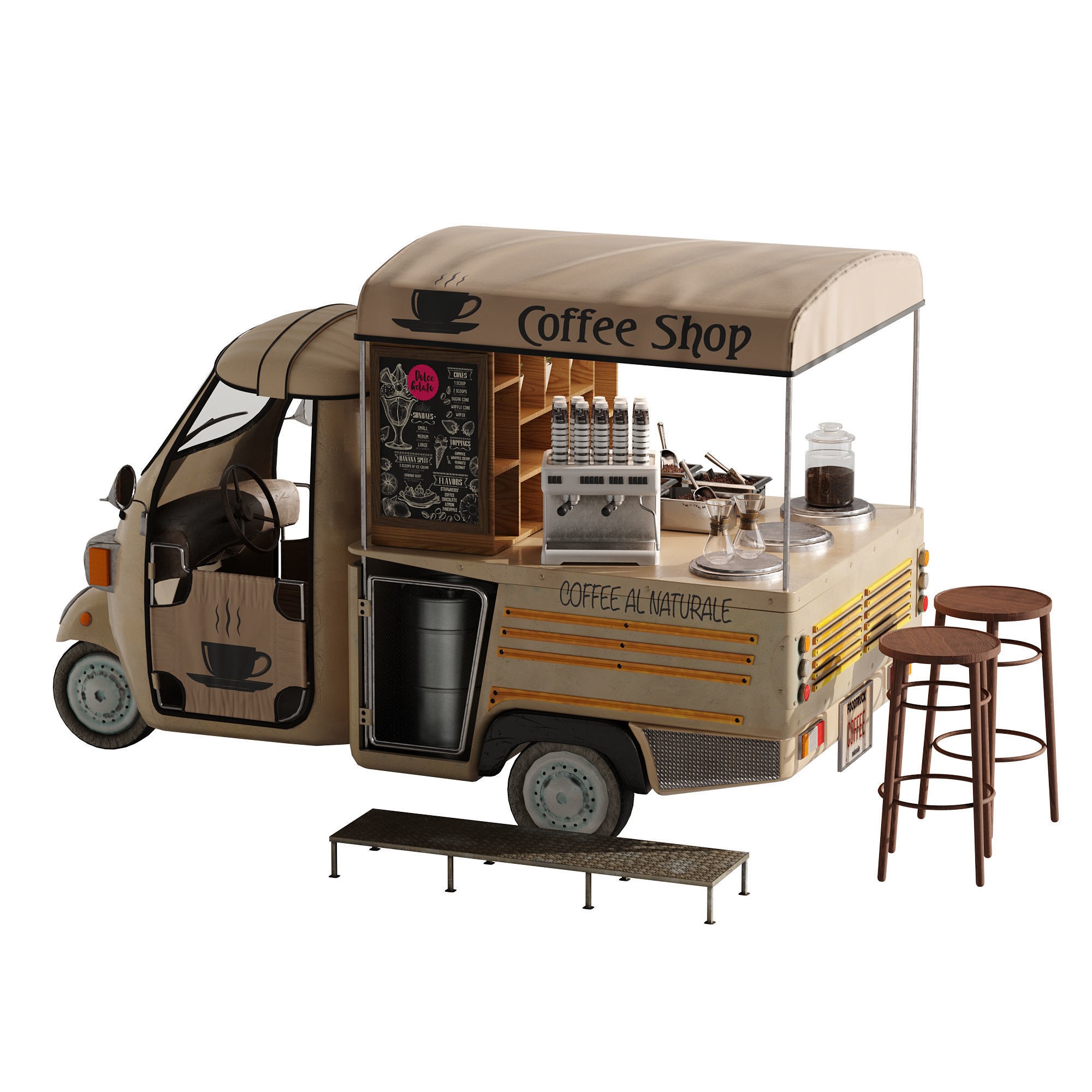 Foodtruck Coffee - Game-Ready 3D Model - View 10