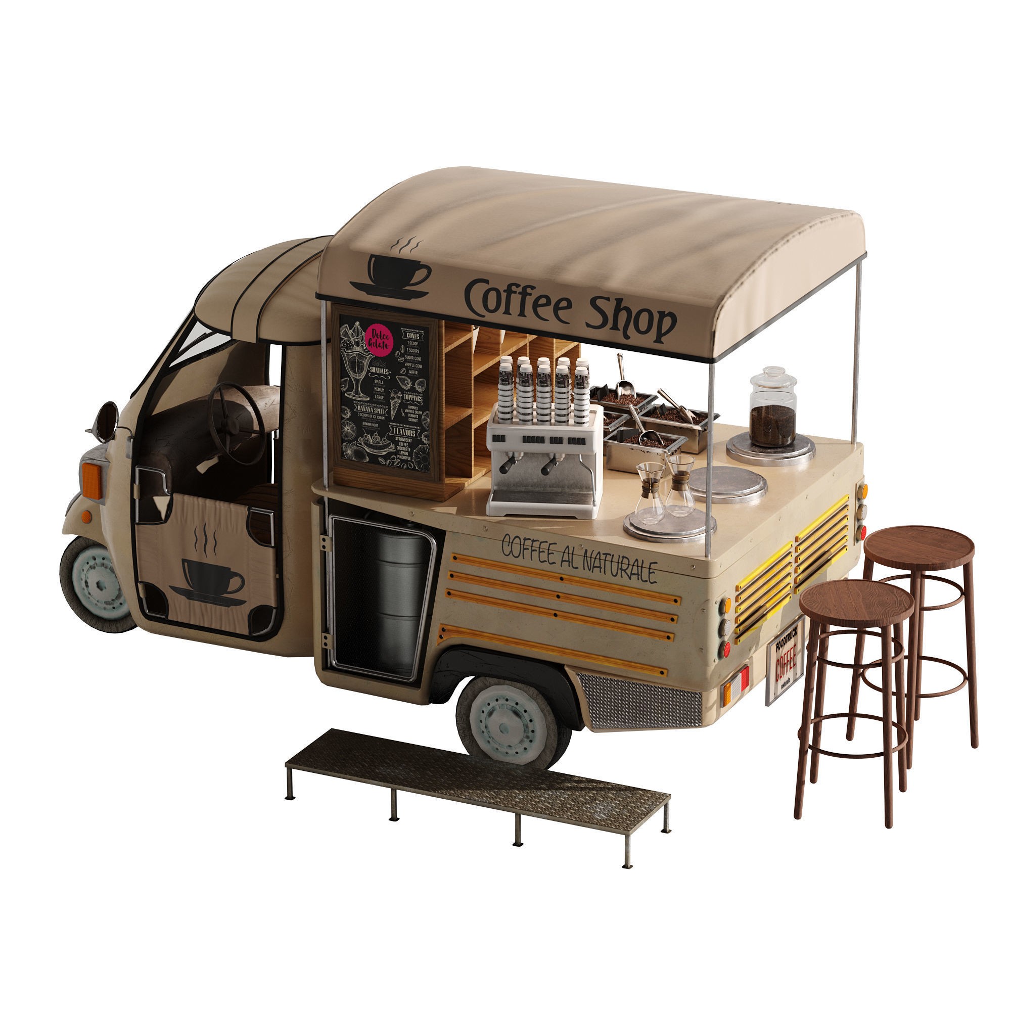 Foodtruck Coffee - Game-Ready 3D Model - View 12