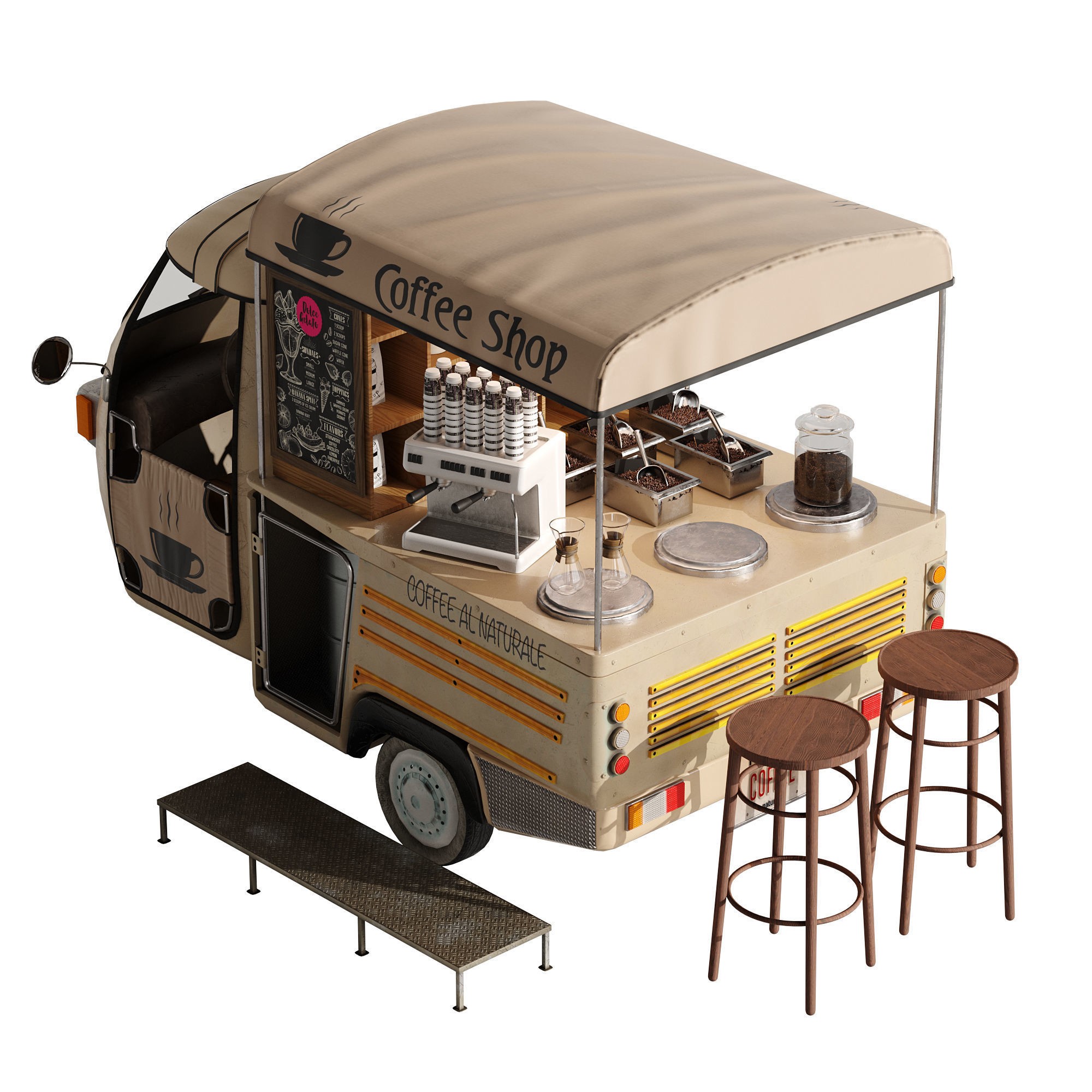 Foodtruck Coffee - Game-Ready 3D Model - View 13