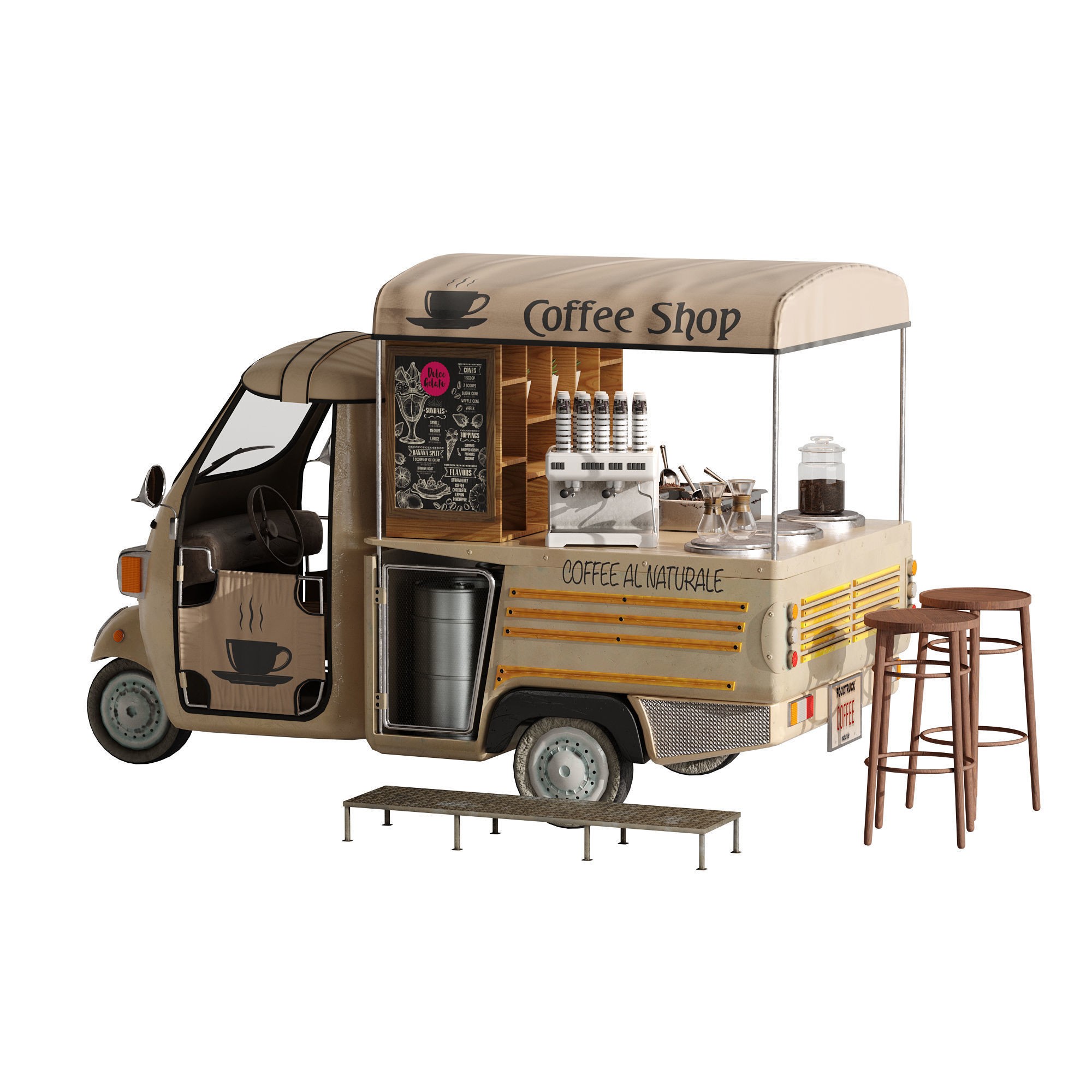 Foodtruck Coffee - Game-Ready 3D Model - View 14