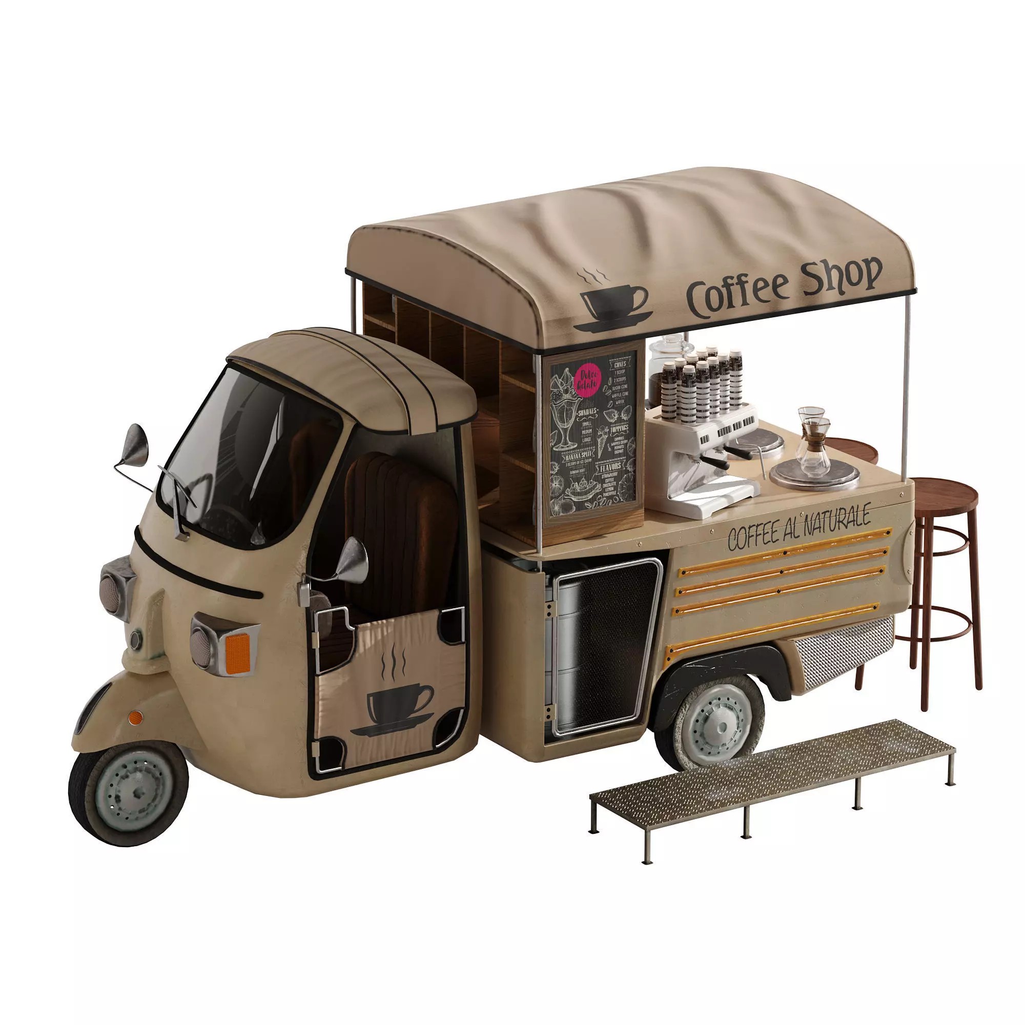 Foodtruck Coffee - Game-Ready 3D Model - View 2