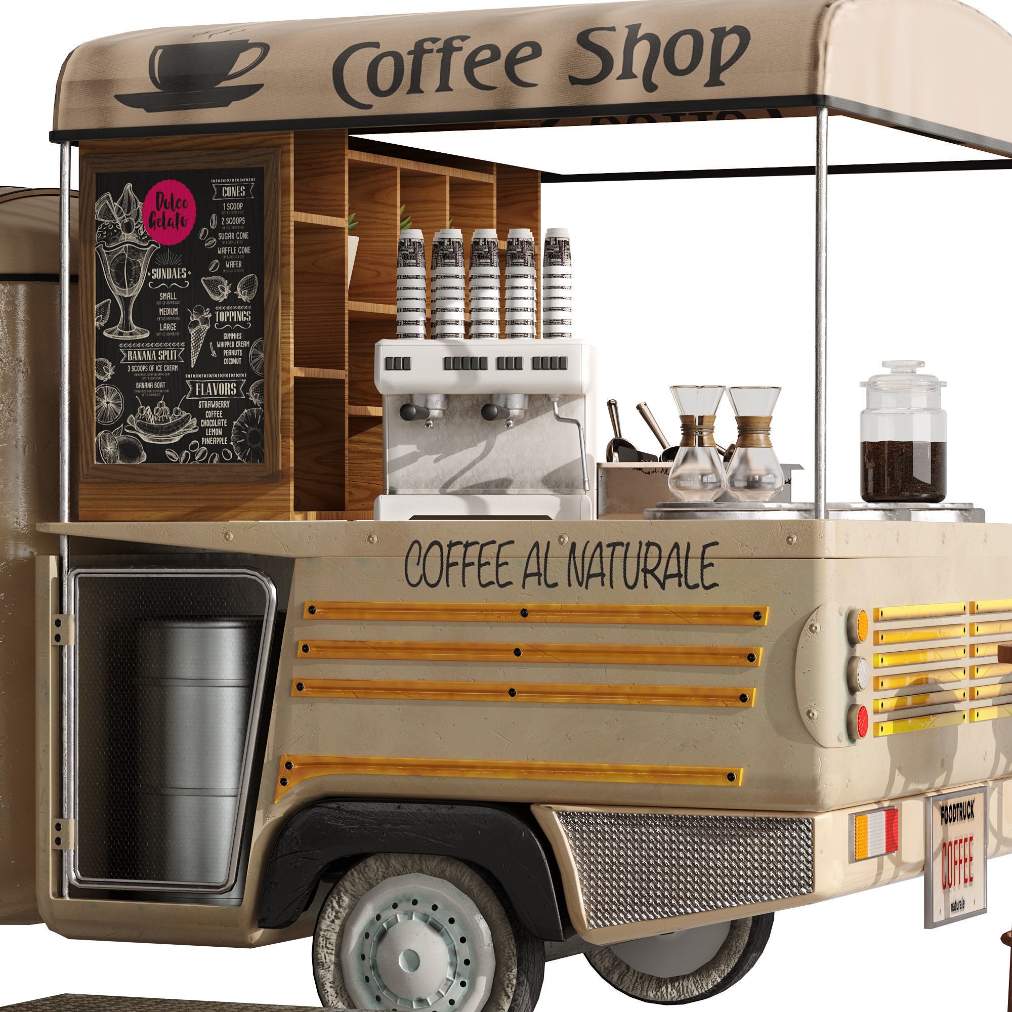 Foodtruck Coffee - Game-Ready 3D Model - View 21