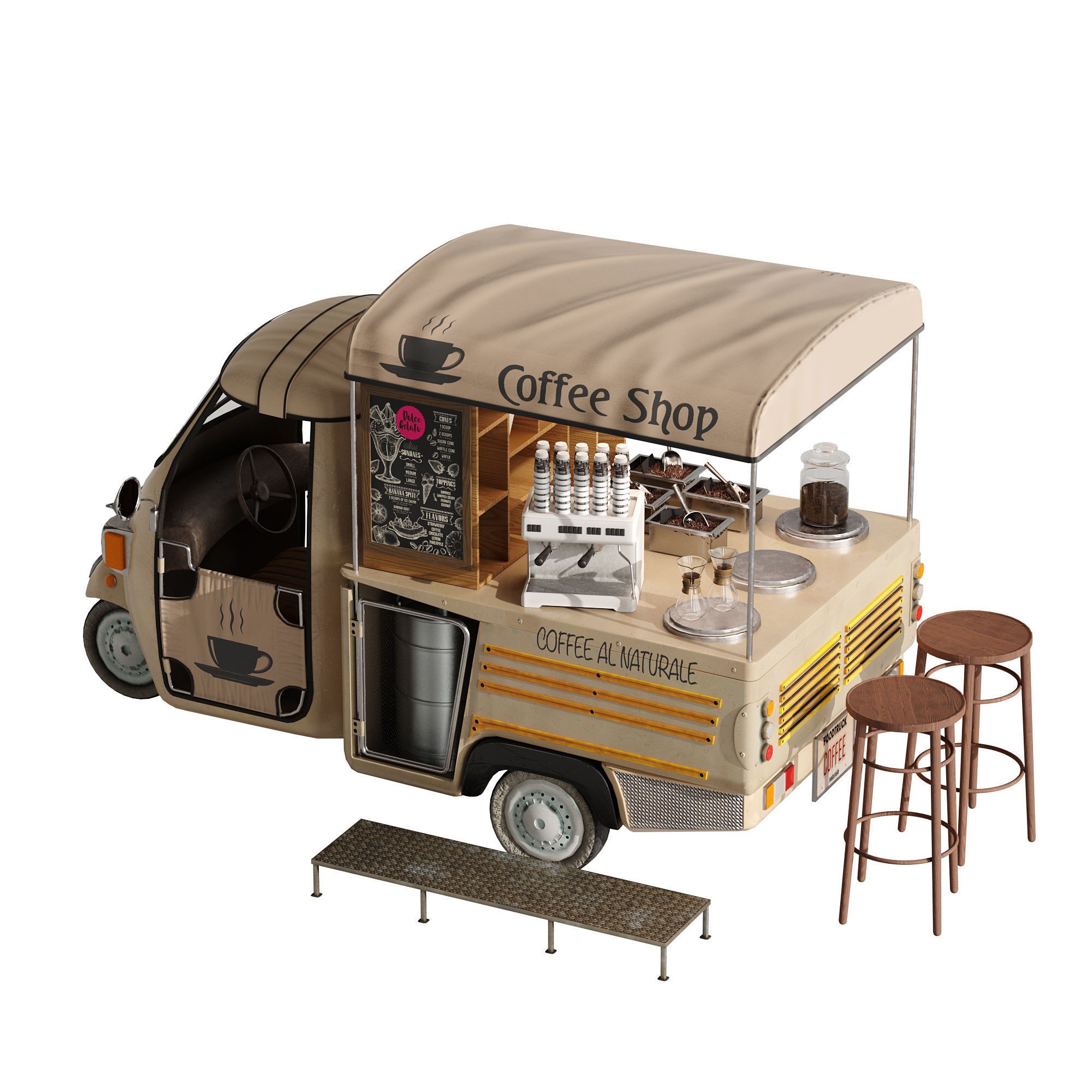 Foodtruck Coffee - Game-Ready 3D Model - View 22