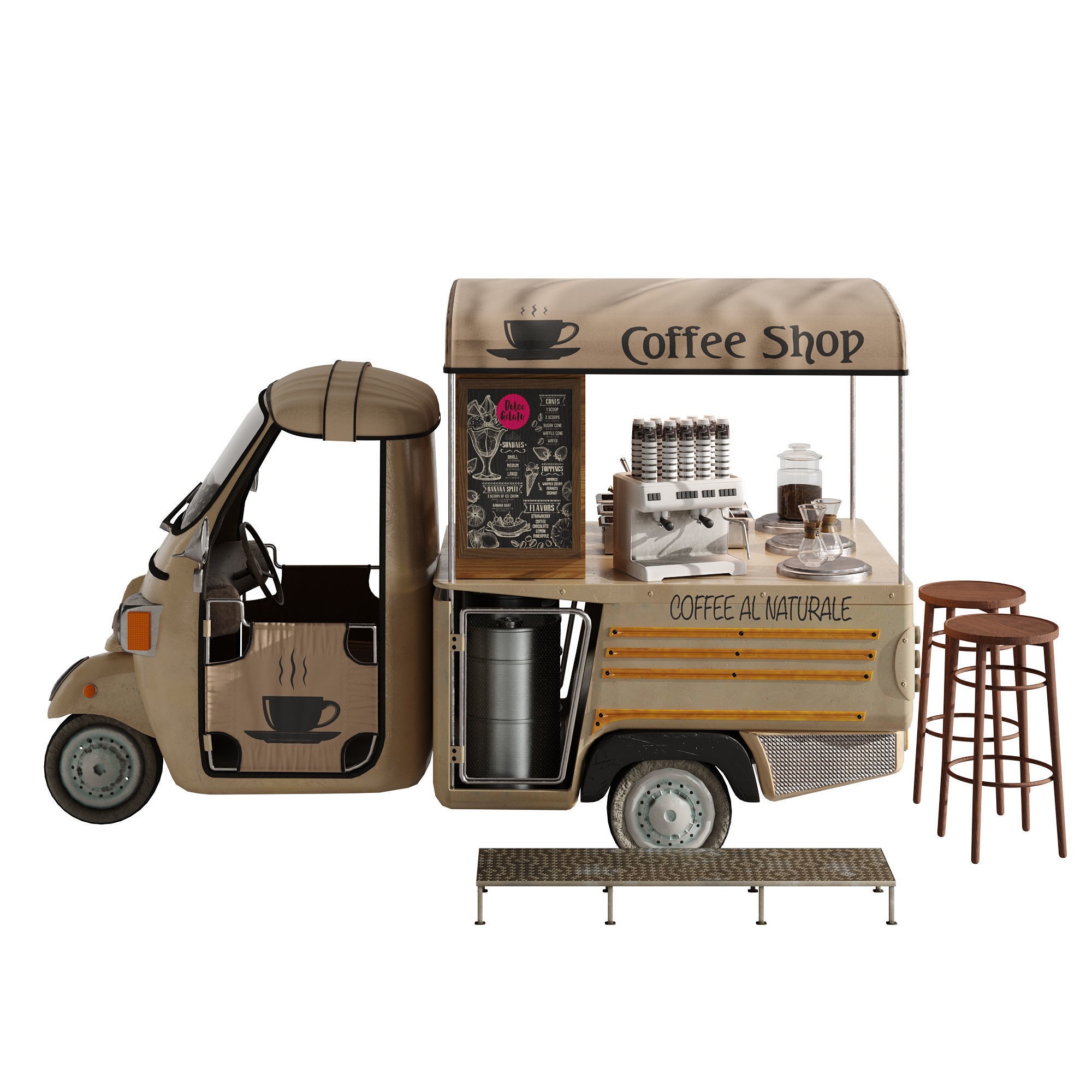 Foodtruck Coffee - Game-Ready 3D Model - View 3