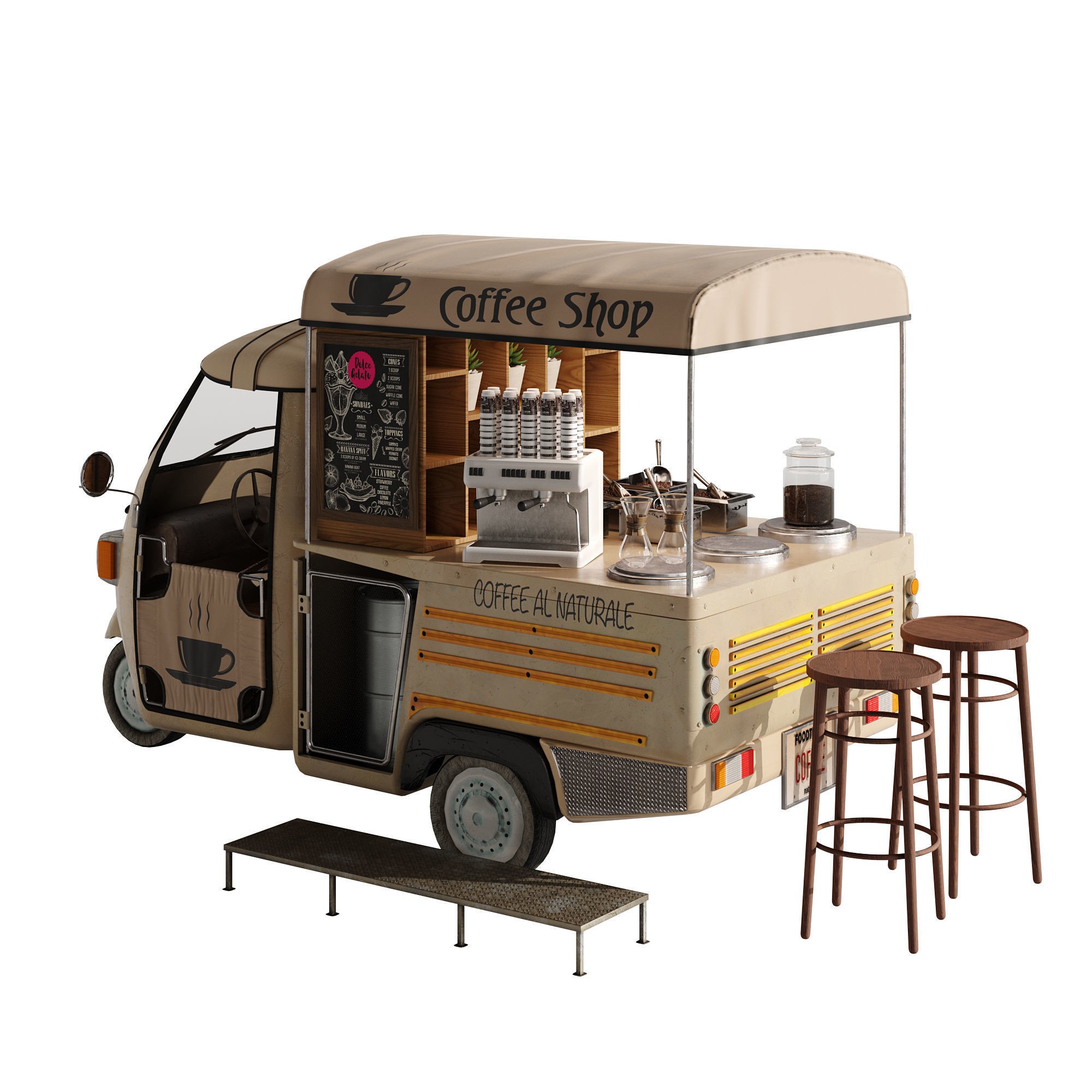 Foodtruck Coffee - Game-Ready 3D Model - View 4