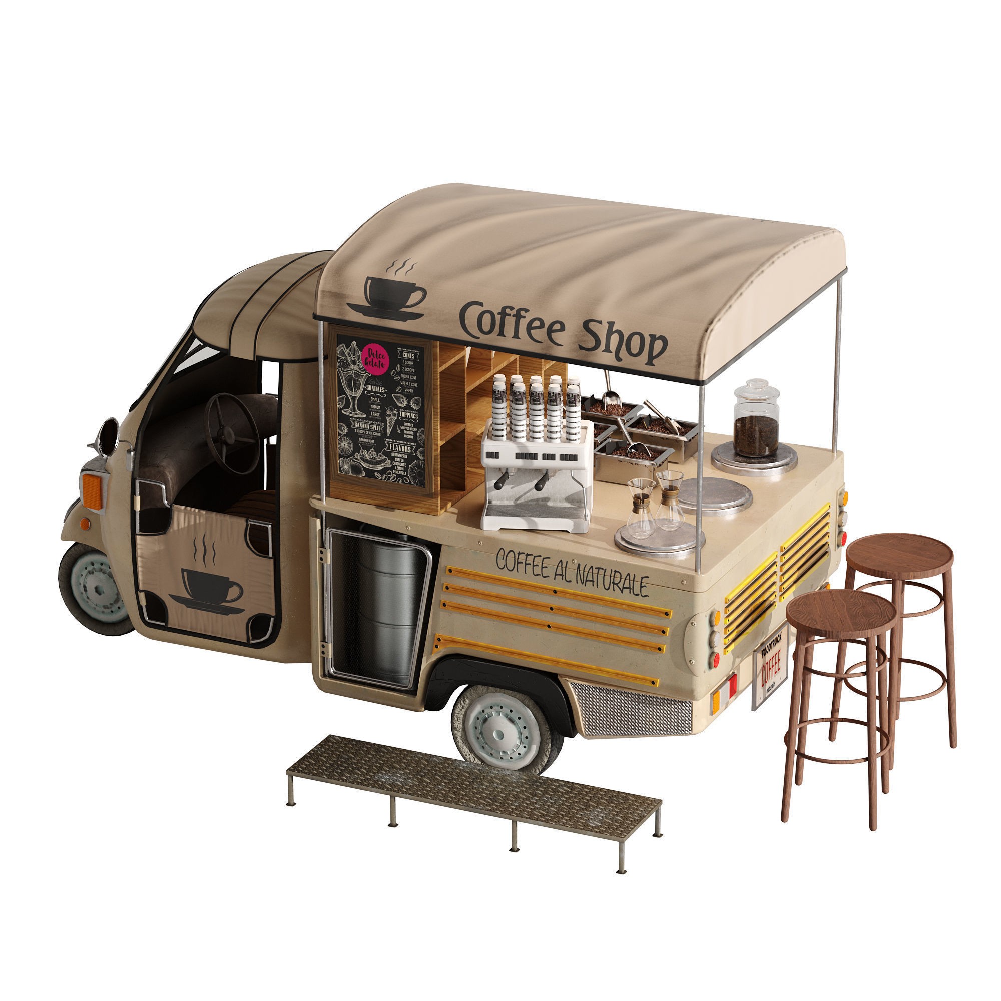 Foodtruck Coffee - Game-Ready 3D Model - View 7