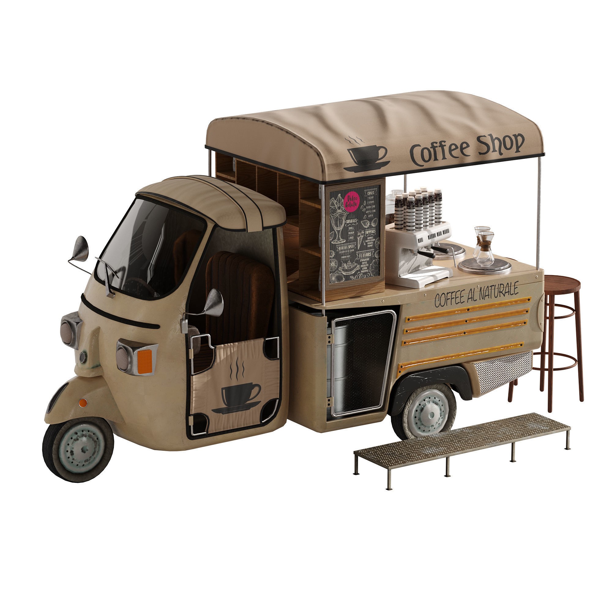 Foodtruck Coffee - Game-Ready 3D Model - View 8