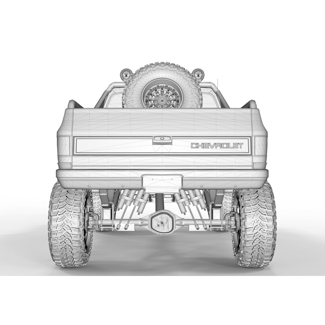 Chevrolet C10 Truck 1980 3D Model – High Poly Game Asset, FBX, OBJ, Blender - View 14