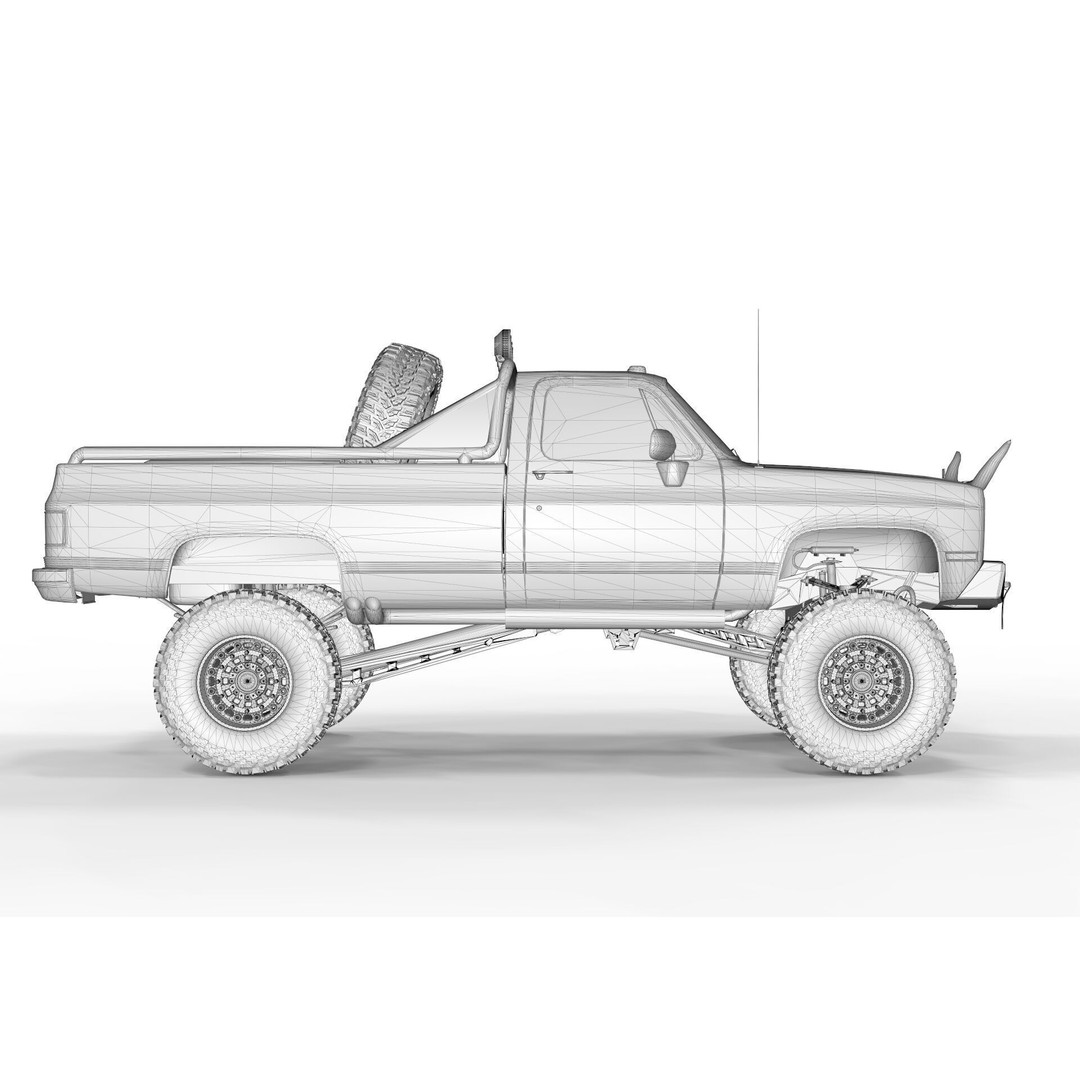 Chevrolet C10 Truck 1980 3D Model – High Poly Game Asset, FBX, OBJ, Blender - View 15