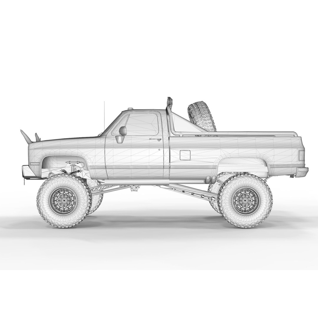 Chevrolet C10 Truck 1980 3D Model – High Poly Game Asset, FBX, OBJ, Blender - View 16