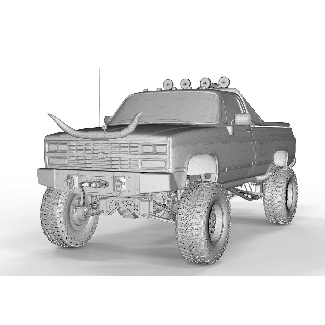 Chevrolet C10 Truck 1980 3D Model – High Poly Game Asset, FBX, OBJ, Blender - View 17