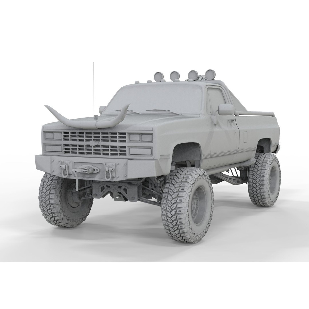Chevrolet C10 Truck 1980 3D Model – High Poly Game Asset, FBX, OBJ, Blender - View 18