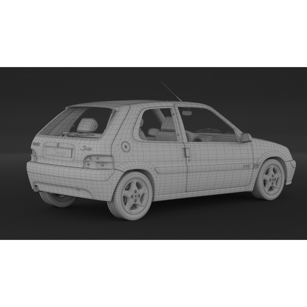 Citroen Saxo VTS 3D Model – High Poly Game Asset, FBX & OBJ Formats - View 10