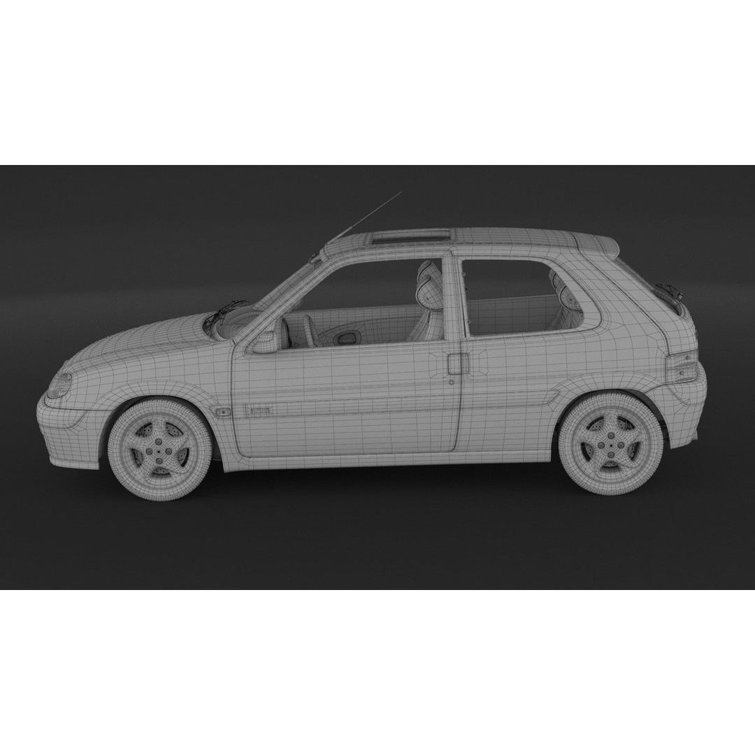 Citroen Saxo VTS 3D Model – High Poly Game Asset, FBX & OBJ Formats - View 11