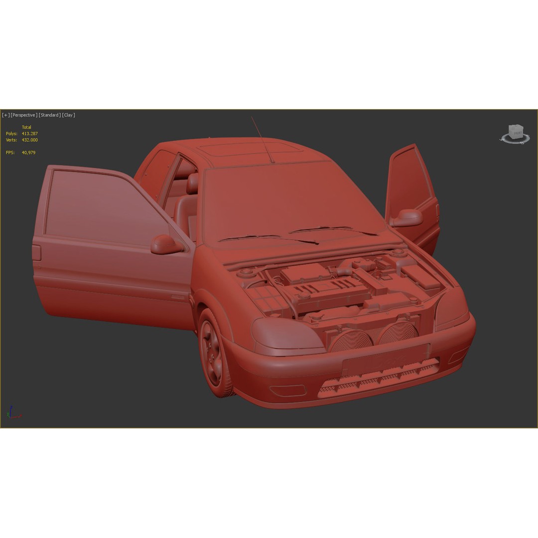 Citroen Saxo VTS 3D Model – High Poly Game Asset, FBX & OBJ Formats - View 13