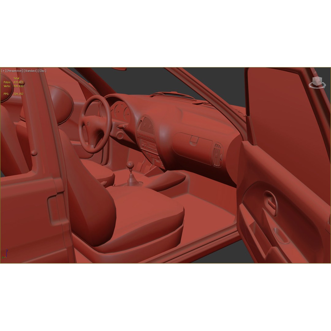 Citroen Saxo VTS 3D Model – High Poly Game Asset, FBX & OBJ Formats - View 14