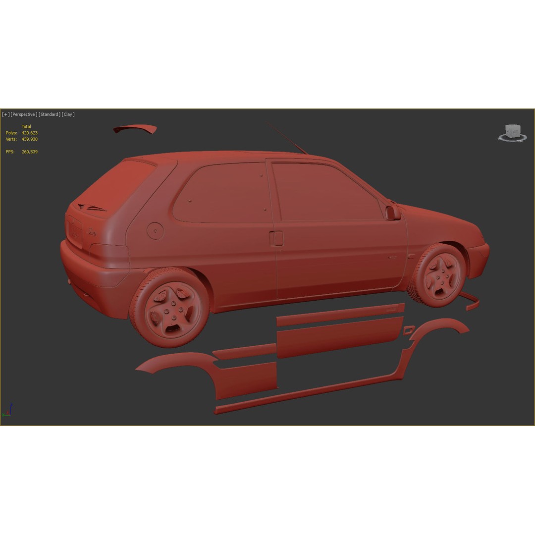 Citroen Saxo VTS 3D Model – High Poly Game Asset, FBX & OBJ Formats - View 16