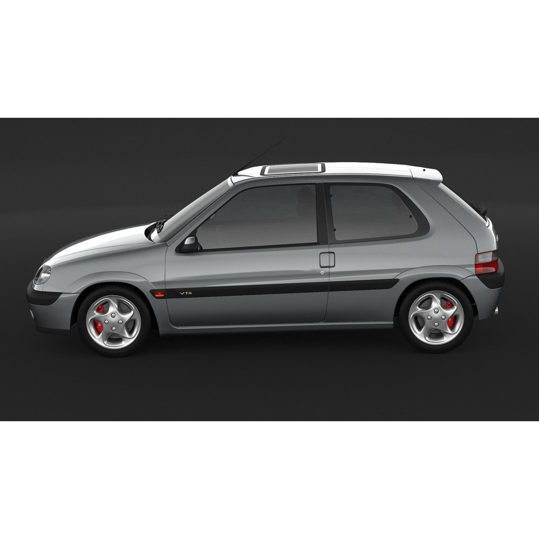 Citroen Saxo VTS 3D Model – High Poly Game Asset, FBX & OBJ Formats - View 6