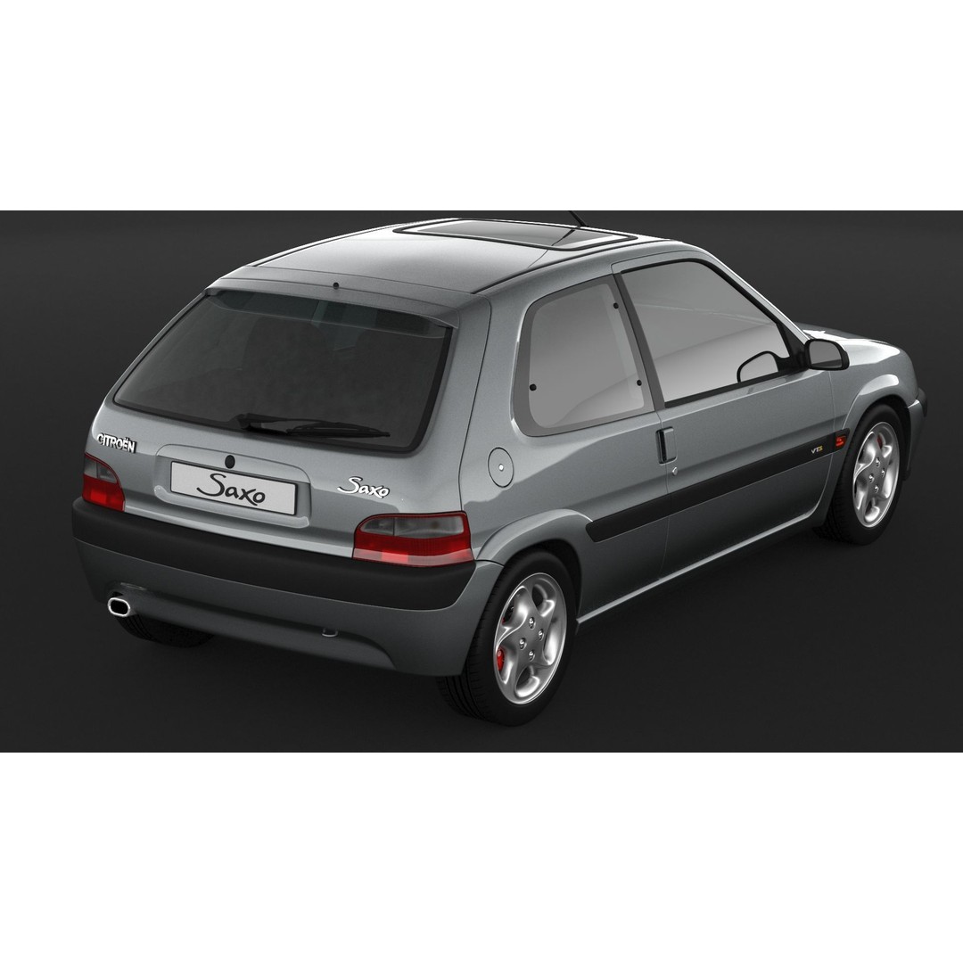 Citroen Saxo VTS 3D Model – High Poly Game Asset, FBX & OBJ Formats - View 8