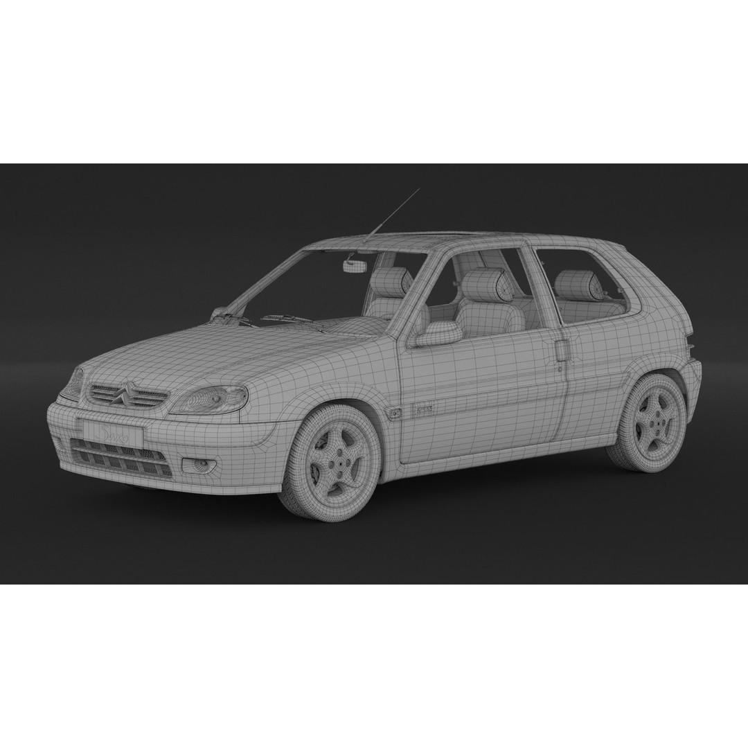 Citroen Saxo VTS 3D Model – High Poly Game Asset, FBX & OBJ Formats - View 9