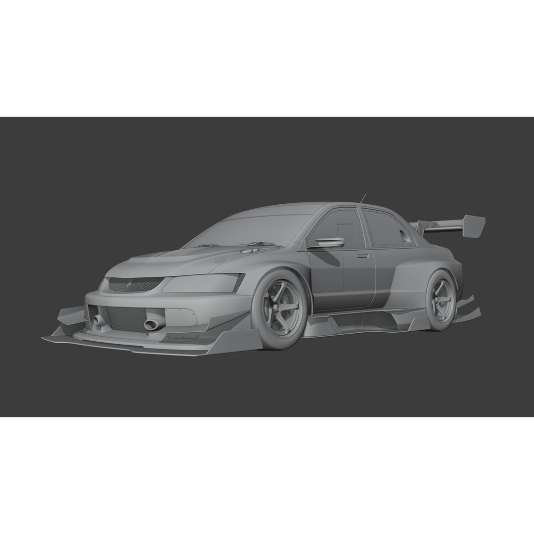 Mitsubishi Lancer Evolution IX 3D Model – High Poly Racing Car, Blender, FBX, OBJ - View 11