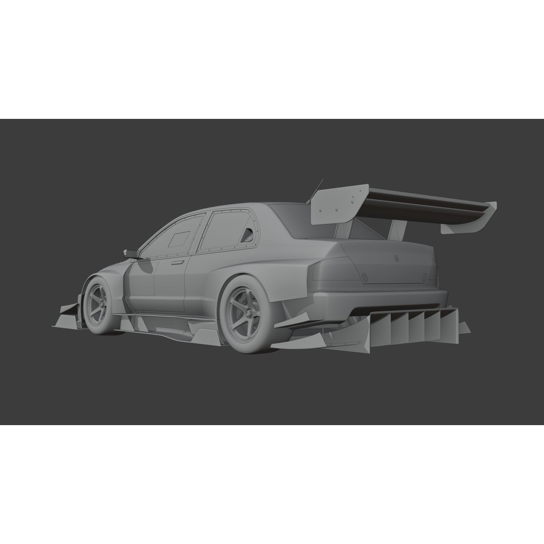 Mitsubishi Lancer Evolution IX 3D Model – High Poly Racing Car, Blender, FBX, OBJ - View 12