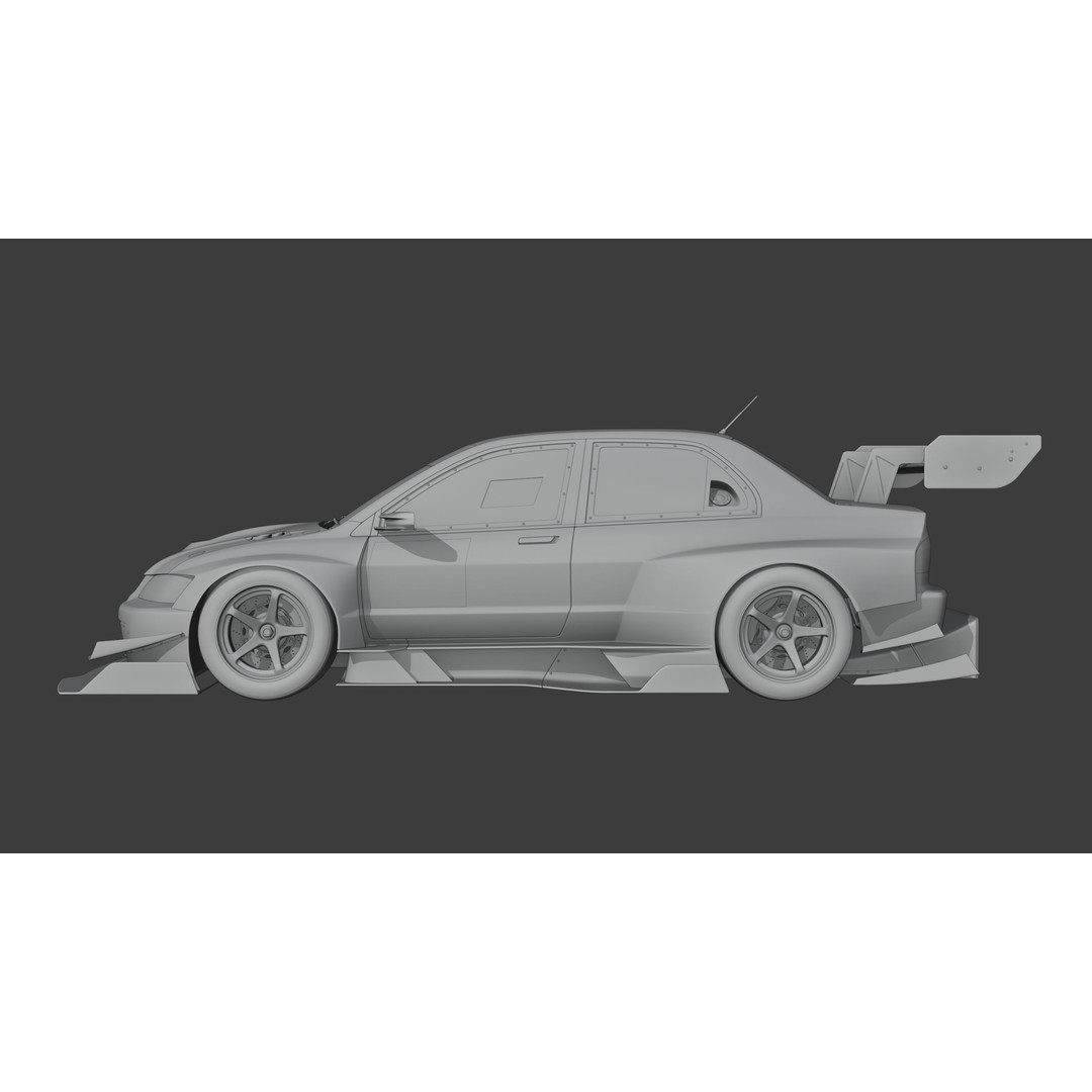 Mitsubishi Lancer Evolution IX 3D Model – High Poly Racing Car, Blender, FBX, OBJ - View 13