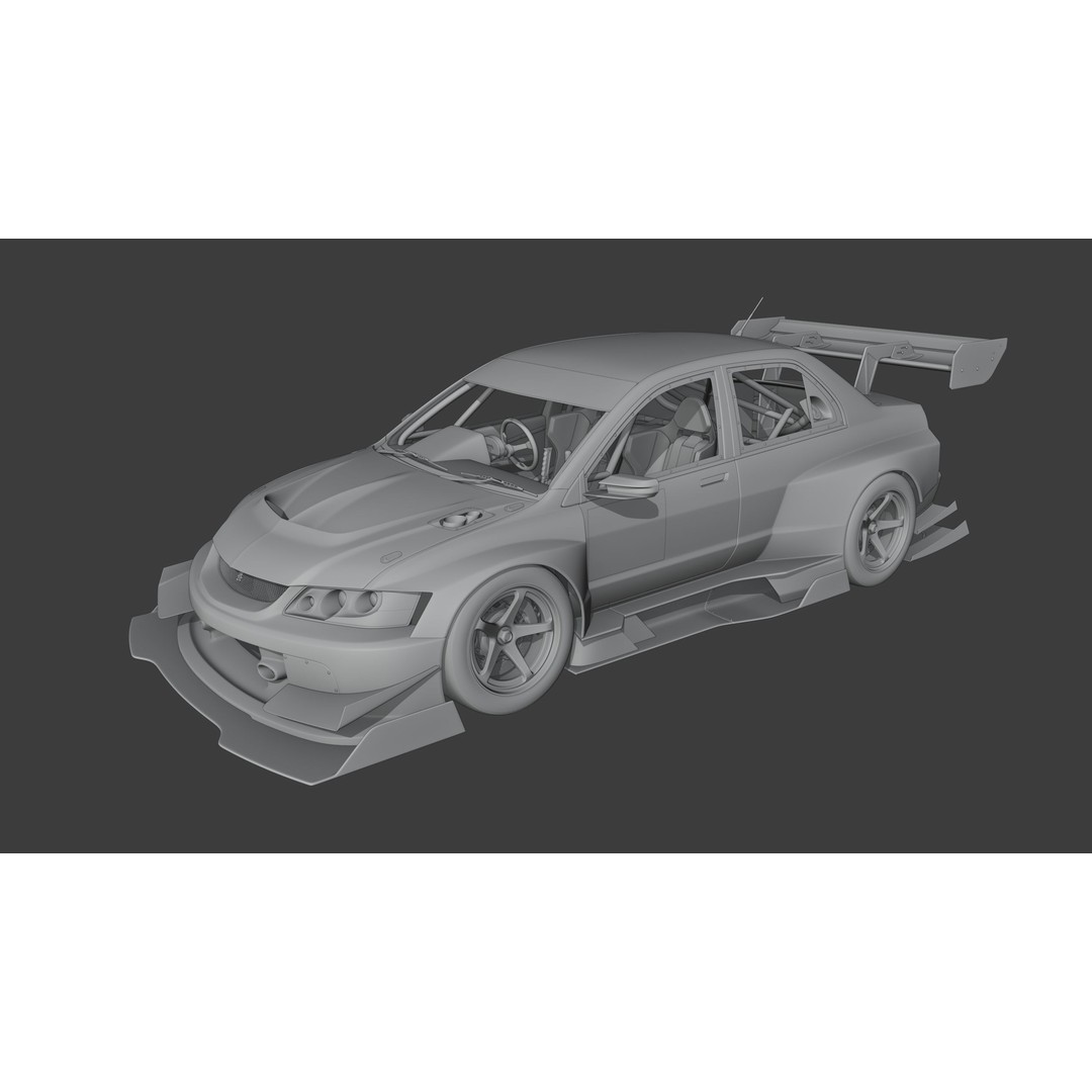 Mitsubishi Lancer Evolution IX 3D Model – High Poly Racing Car, Blender, FBX, OBJ - View 16