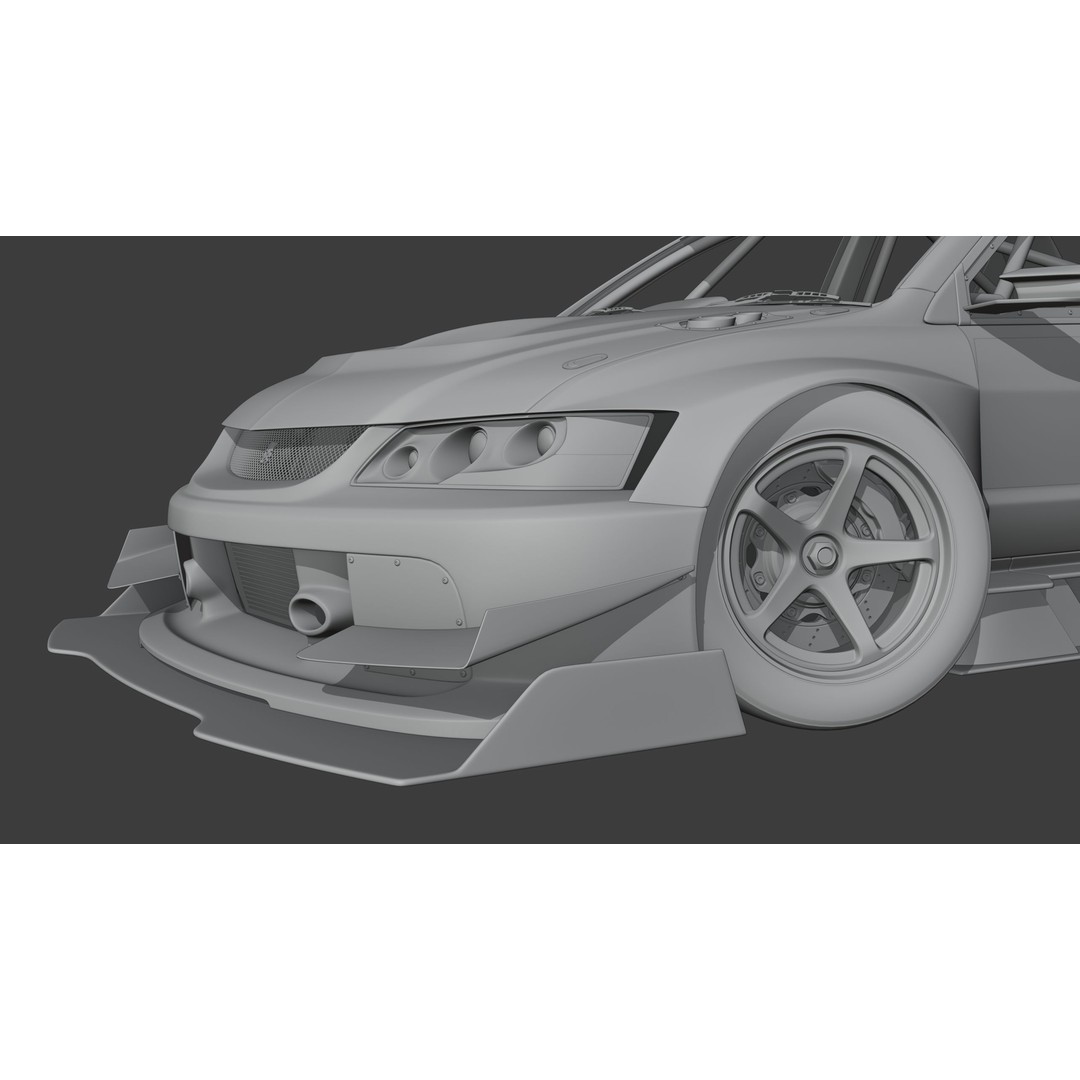 Mitsubishi Lancer Evolution IX 3D Model – High Poly Racing Car, Blender, FBX, OBJ - View 17