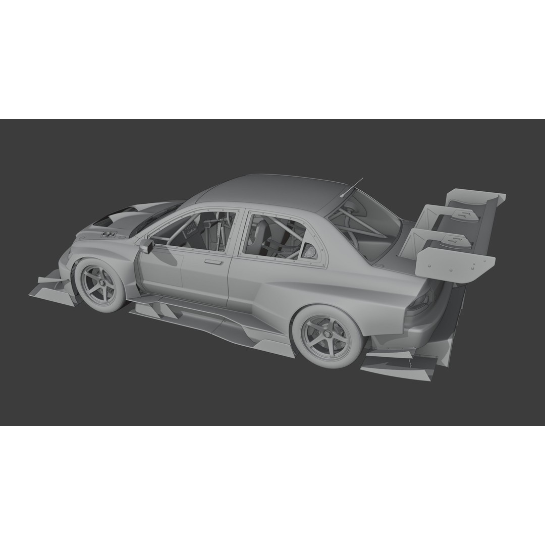 Mitsubishi Lancer Evolution IX 3D Model – High Poly Racing Car, Blender, FBX, OBJ - View 18