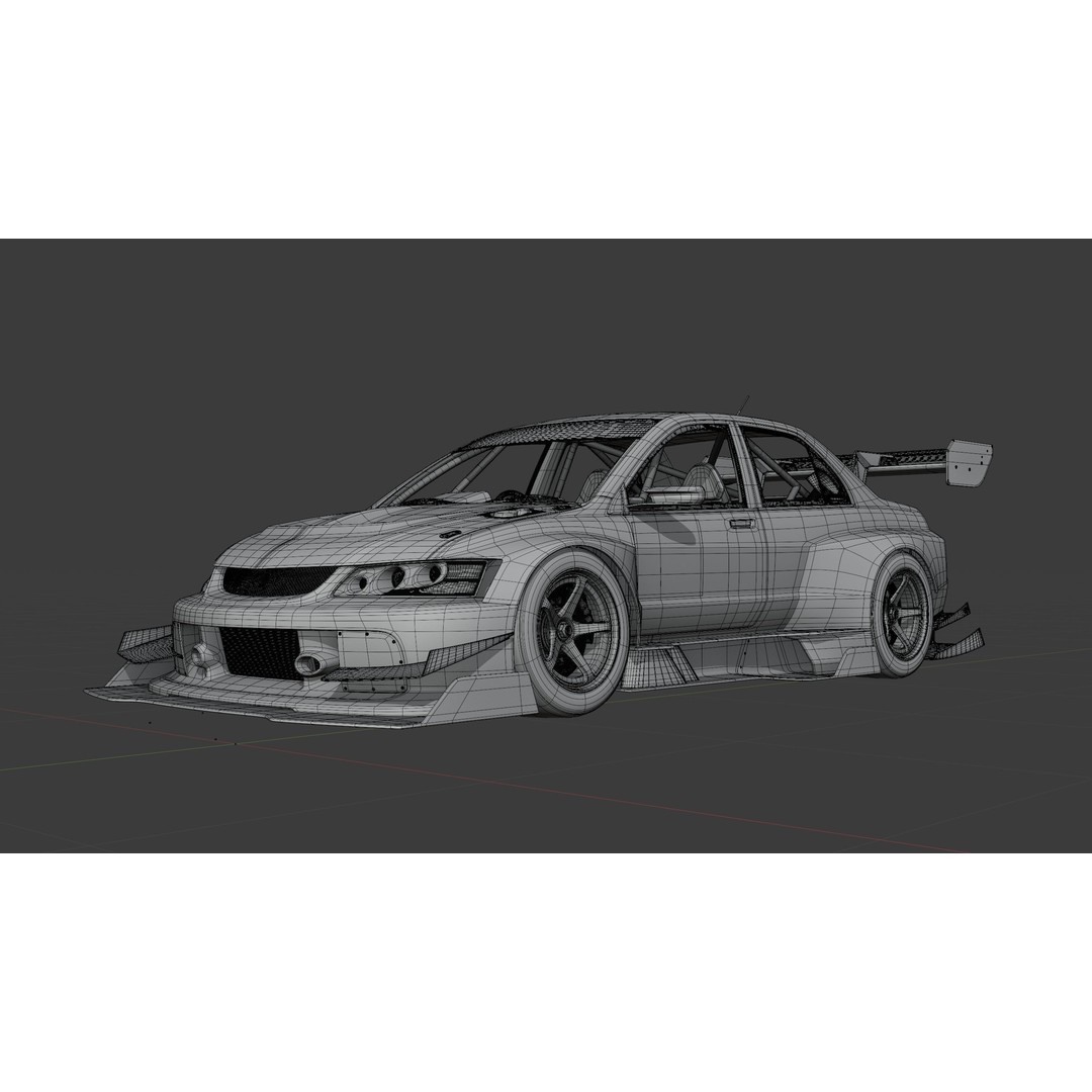 Mitsubishi Lancer Evolution IX 3D Model – High Poly Racing Car, Blender, FBX, OBJ - View 19