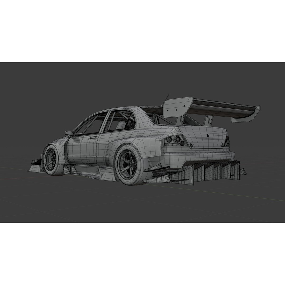 Mitsubishi Lancer Evolution IX 3D Model – High Poly Racing Car, Blender, FBX, OBJ - View 20