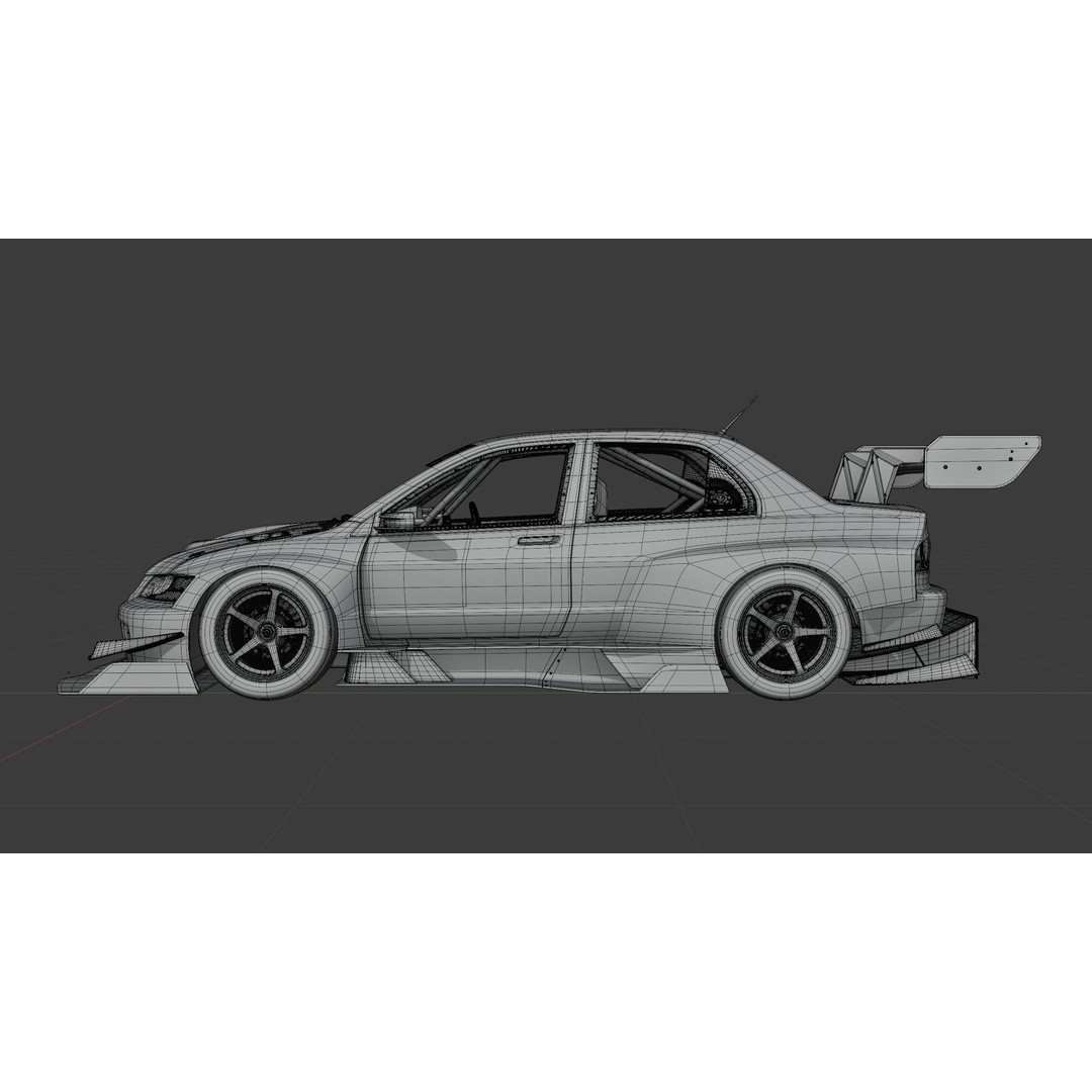 Mitsubishi Lancer Evolution IX 3D Model – High Poly Racing Car, Blender, FBX, OBJ - View 21