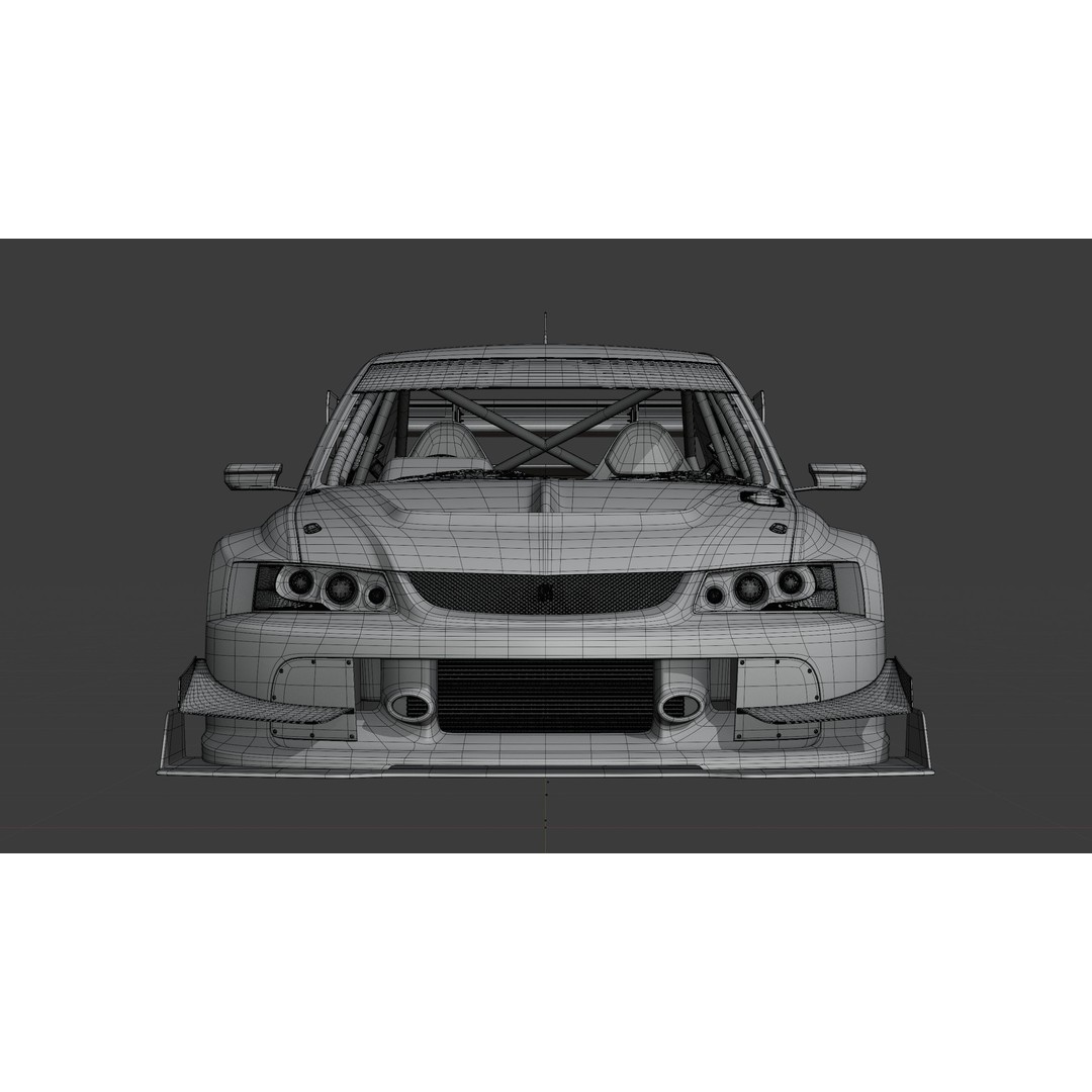 Mitsubishi Lancer Evolution IX 3D Model – High Poly Racing Car, Blender, FBX, OBJ - View 22