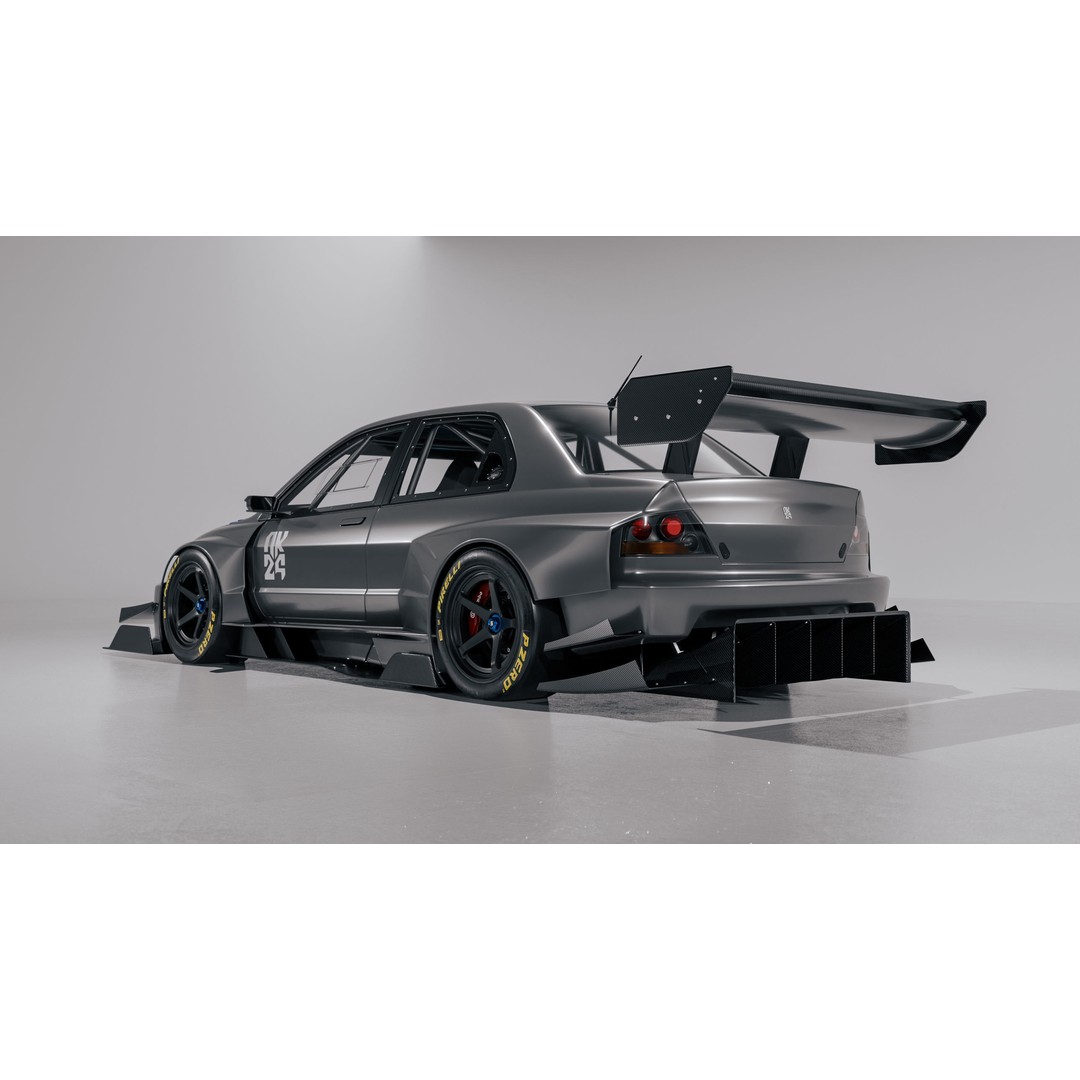 Mitsubishi Lancer Evolution IX 3D Model – High Poly Racing Car, Blender, FBX, OBJ - View 3
