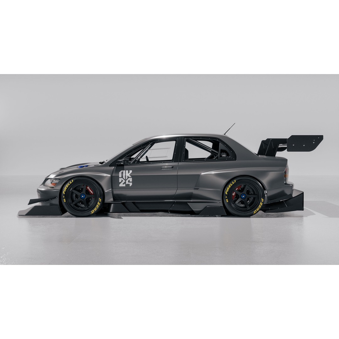 Mitsubishi Lancer Evolution IX 3D Model – High Poly Racing Car, Blender, FBX, OBJ - View 4