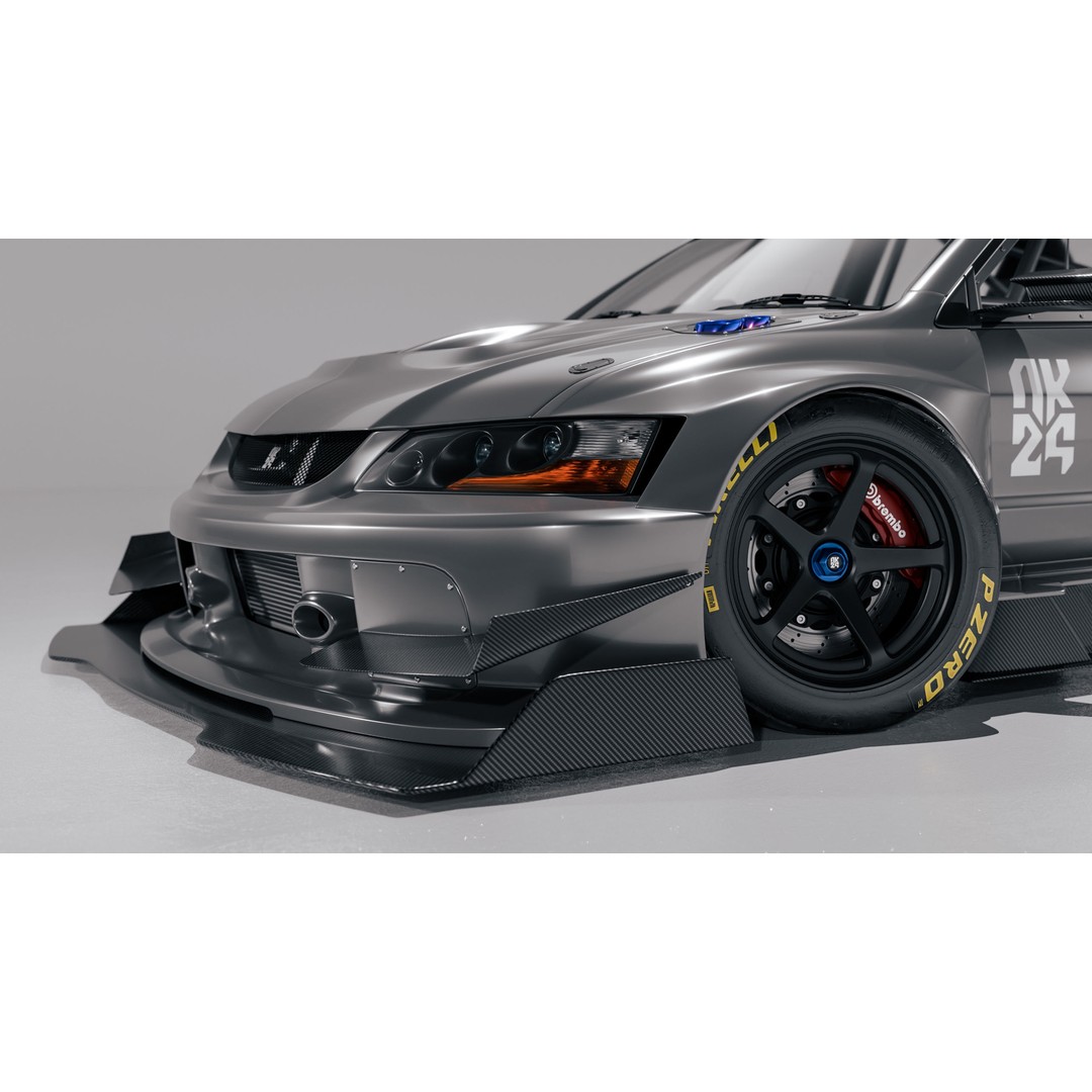 Mitsubishi Lancer Evolution IX 3D Model – High Poly Racing Car, Blender, FBX, OBJ - View 8