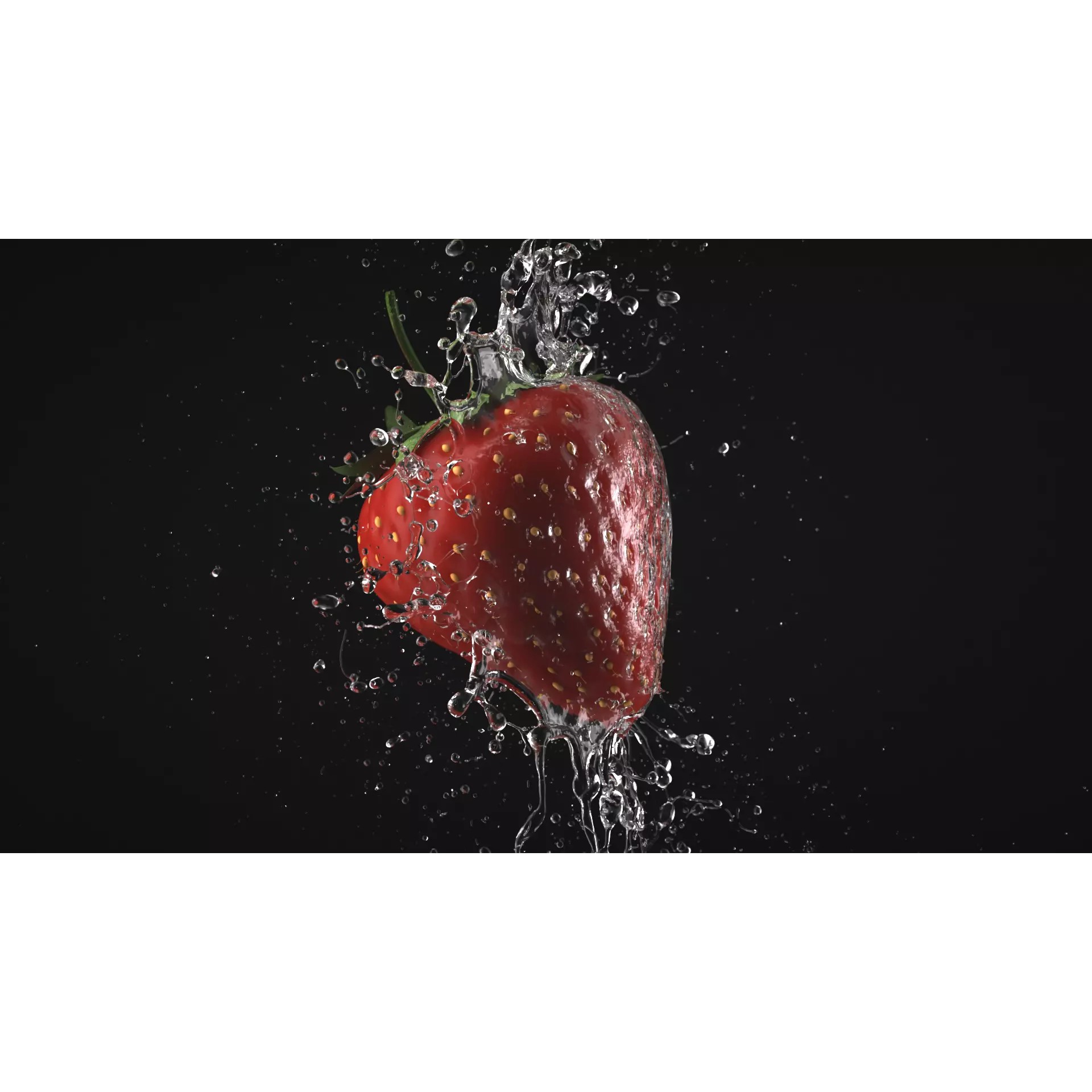 Strawberry Splash - Animated 3D Model - View 2