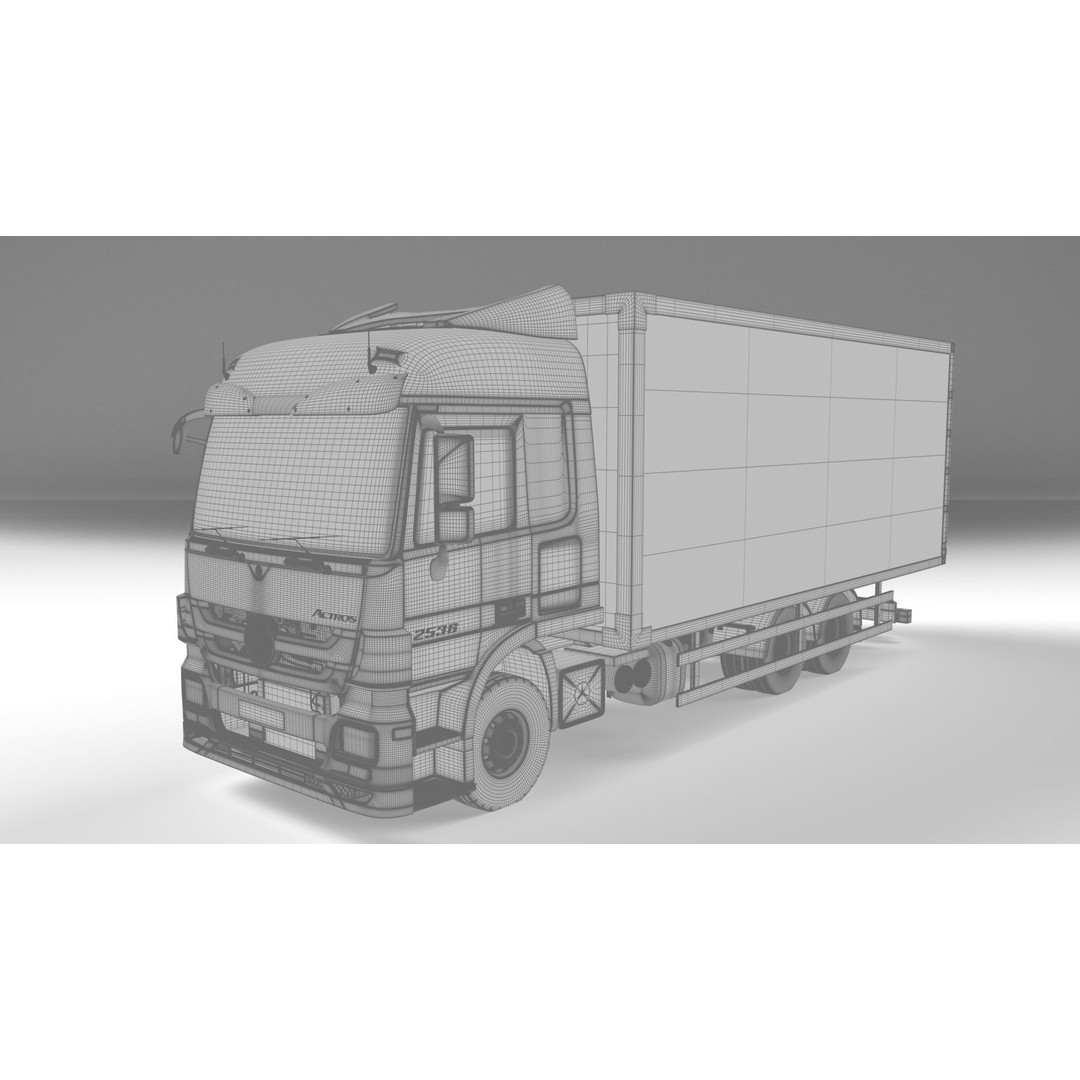 Mercedes Actros MP3 V6 2536 3D Model – High Poly Truck Asset, FBX, OBJ - View 15