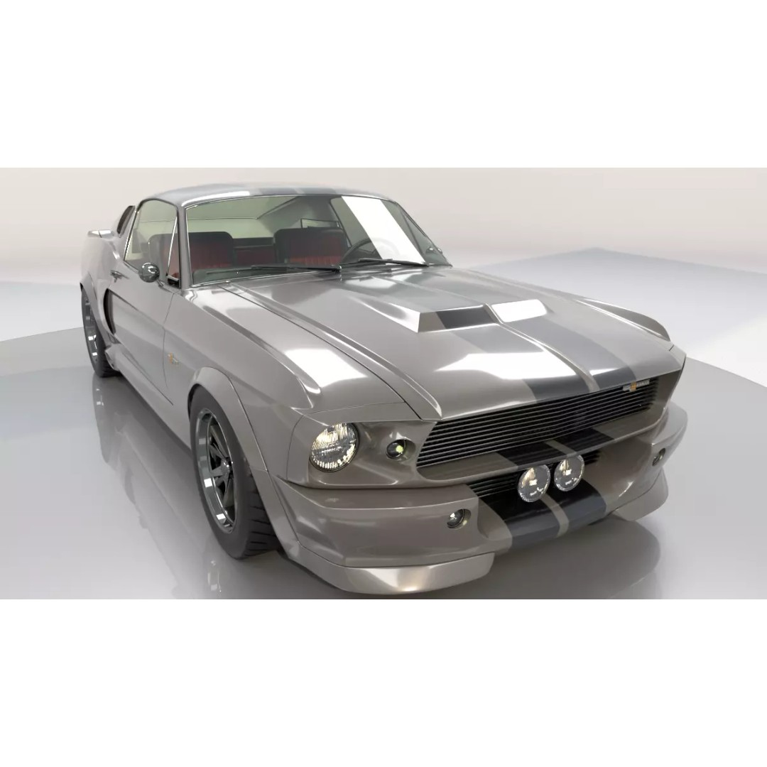 Mustang Eleanor 3D Model – High Poly & Low Poly Game Asset, FBX, OBJ - View 2