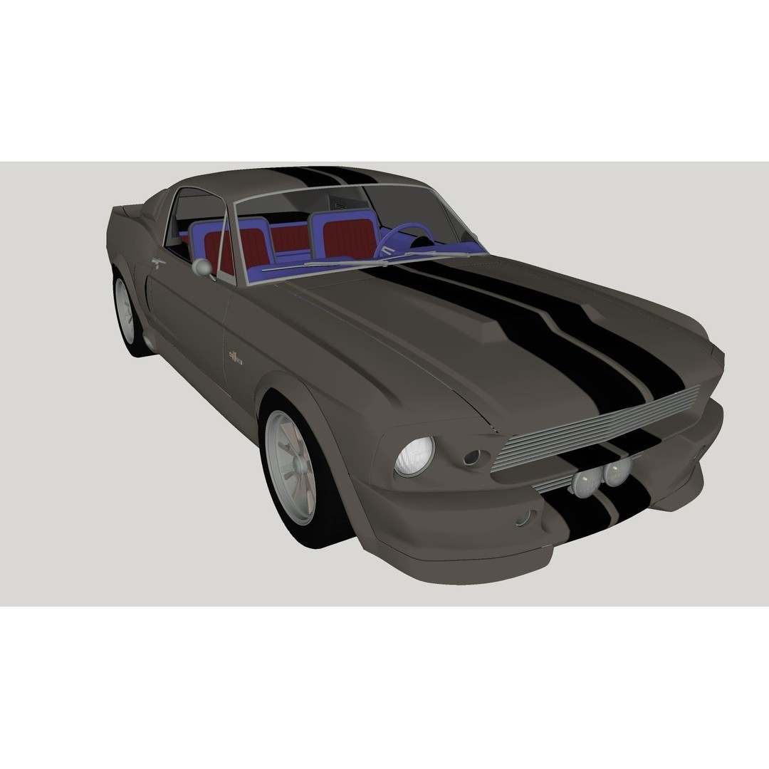 Mustang Eleanor 3D Model – High Poly & Low Poly Game Asset, FBX, OBJ - View 20