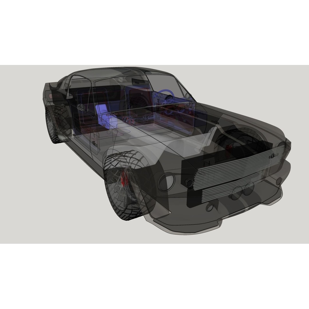 Mustang Eleanor 3D Model – High Poly & Low Poly Game Asset, FBX, OBJ - View 23