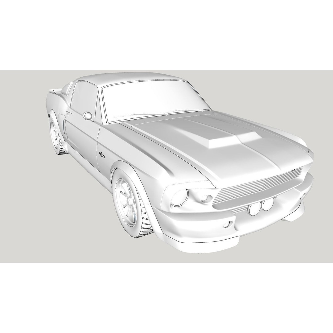 Mustang Eleanor 3D Model – High Poly & Low Poly Game Asset, FBX, OBJ - View 25