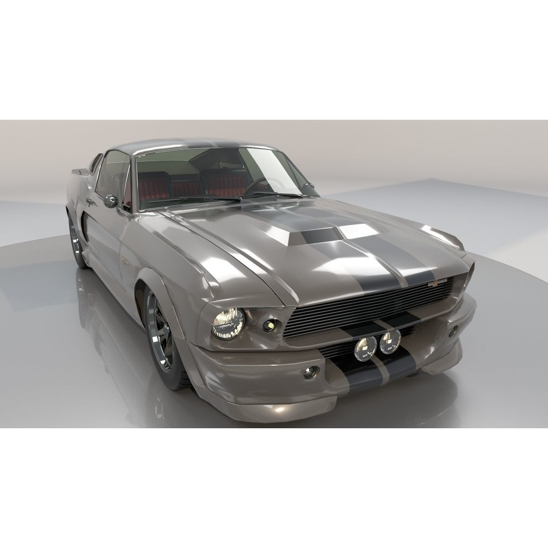 Mustang Eleanor 3D Model – High Poly & Low Poly Game Asset, FBX, OBJ - View 33