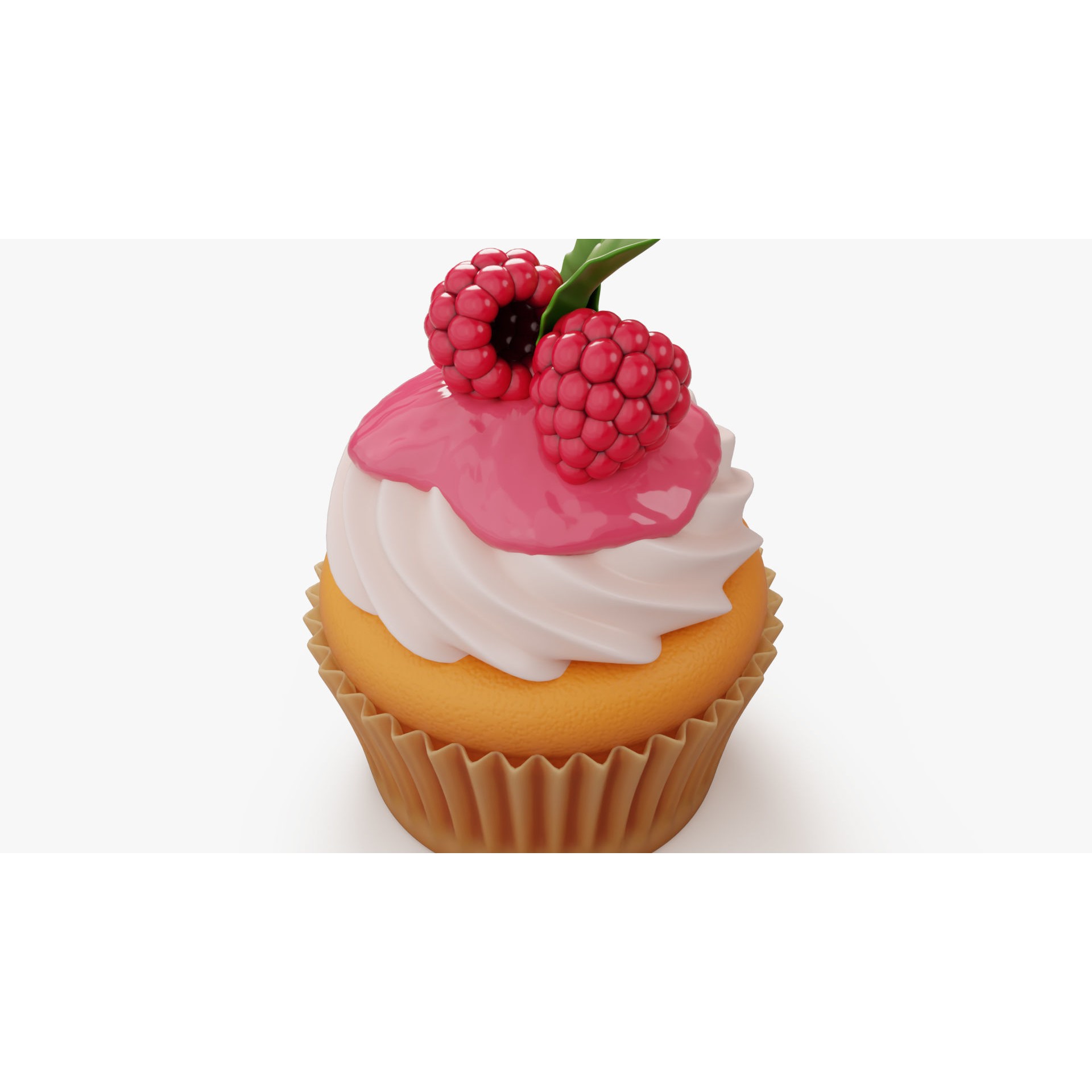 Raspberry Cupcake with Glaze - Game-Ready 3D Model - View 6