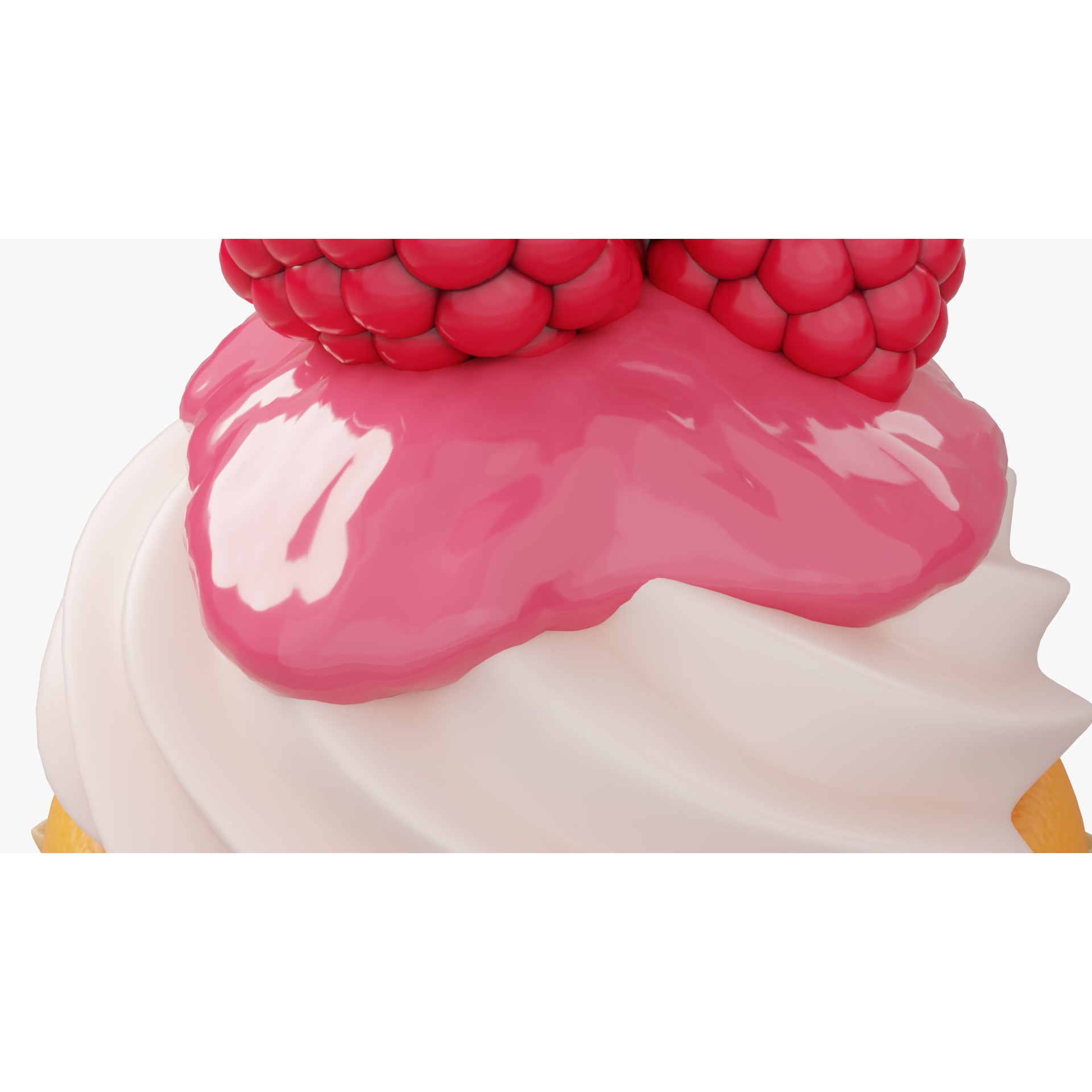 Raspberry Cupcake with Glaze - Game-Ready 3D Model - View 7