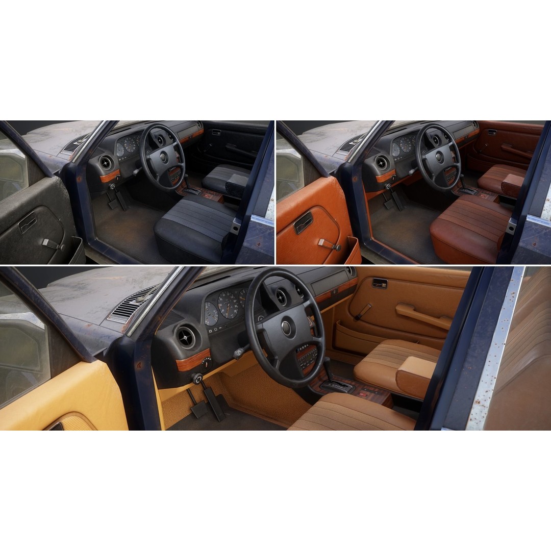 Old Classic Sedan 3D Model – Low Poly Vehicle, PBR Textures, FBX - View 10