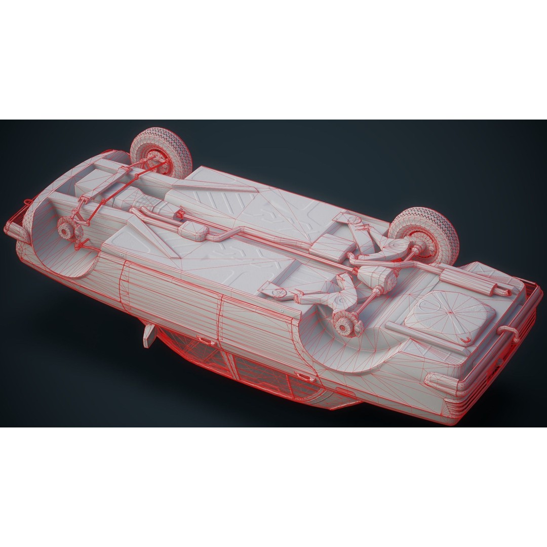 Old Classic Sedan 3D Model – Low Poly Vehicle, PBR Textures, FBX - View 14