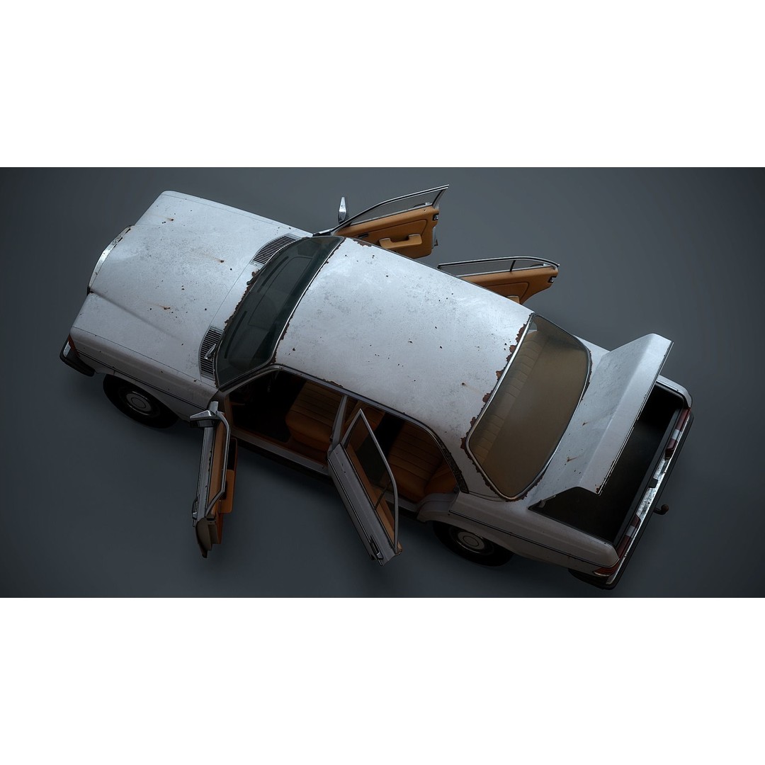 Old Classic Sedan 3D Model – Low Poly Vehicle, PBR Textures, FBX - View 19
